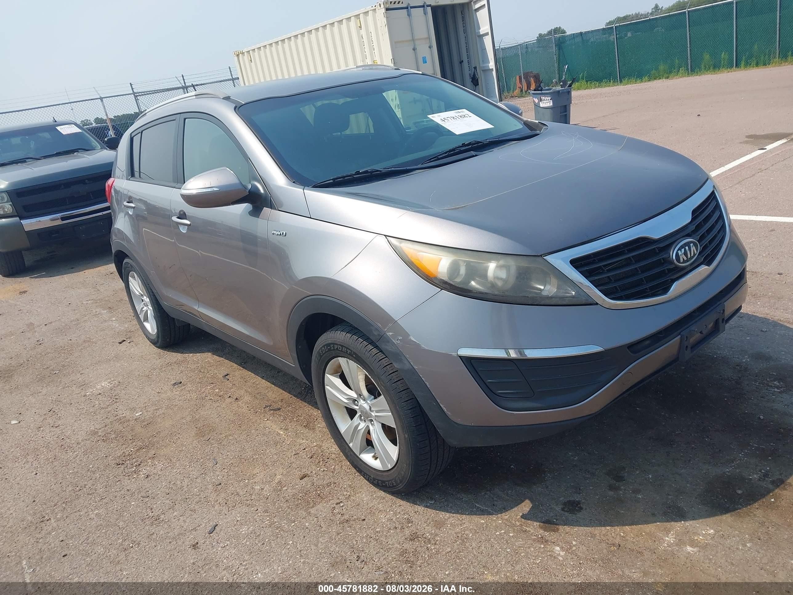 2012 Kia Sportage Lx Gray vin: KNDPBCA27C7304013