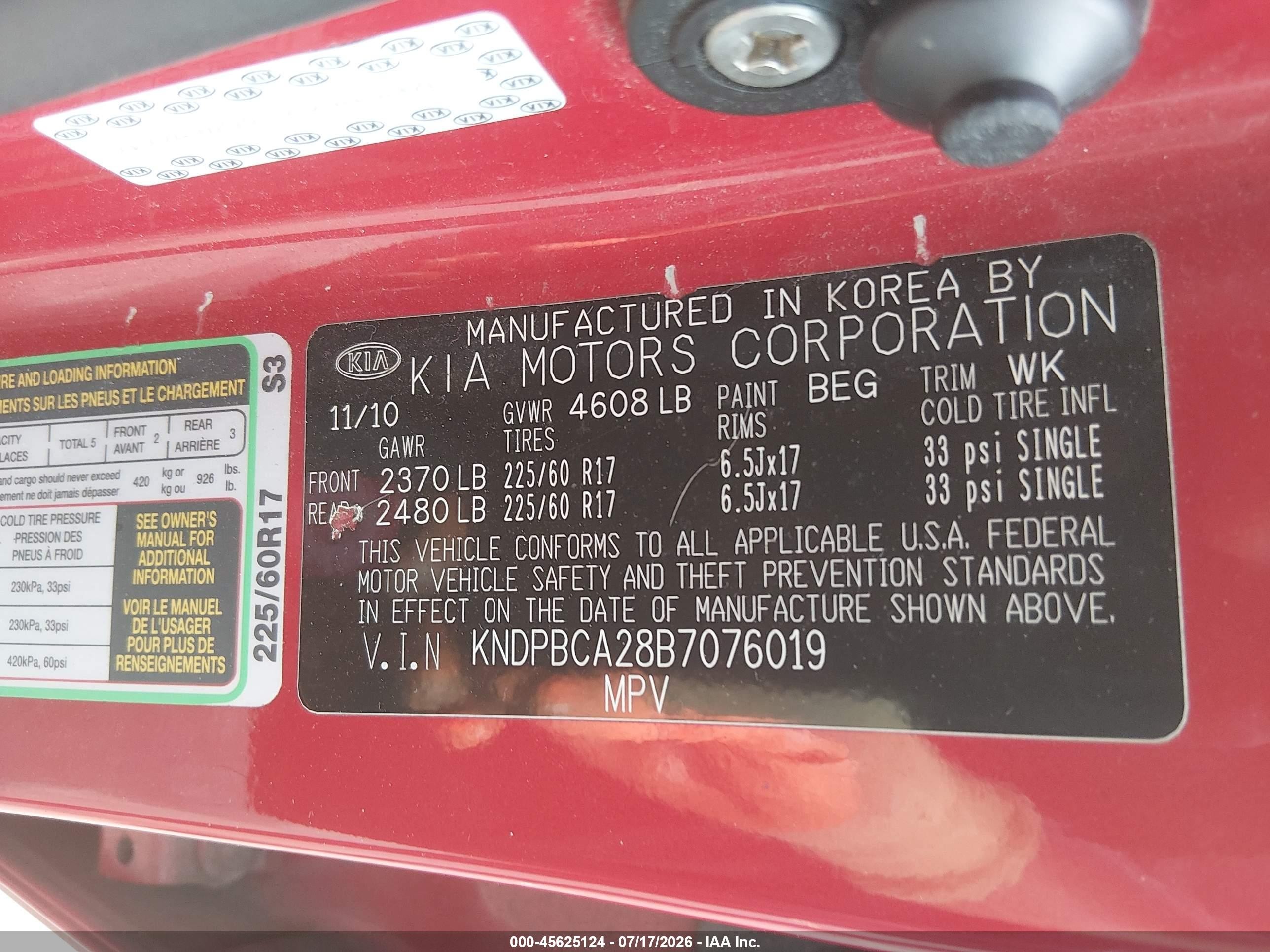 2011 Kia Sportage Lx Red vin: KNDPBCA28B7076019