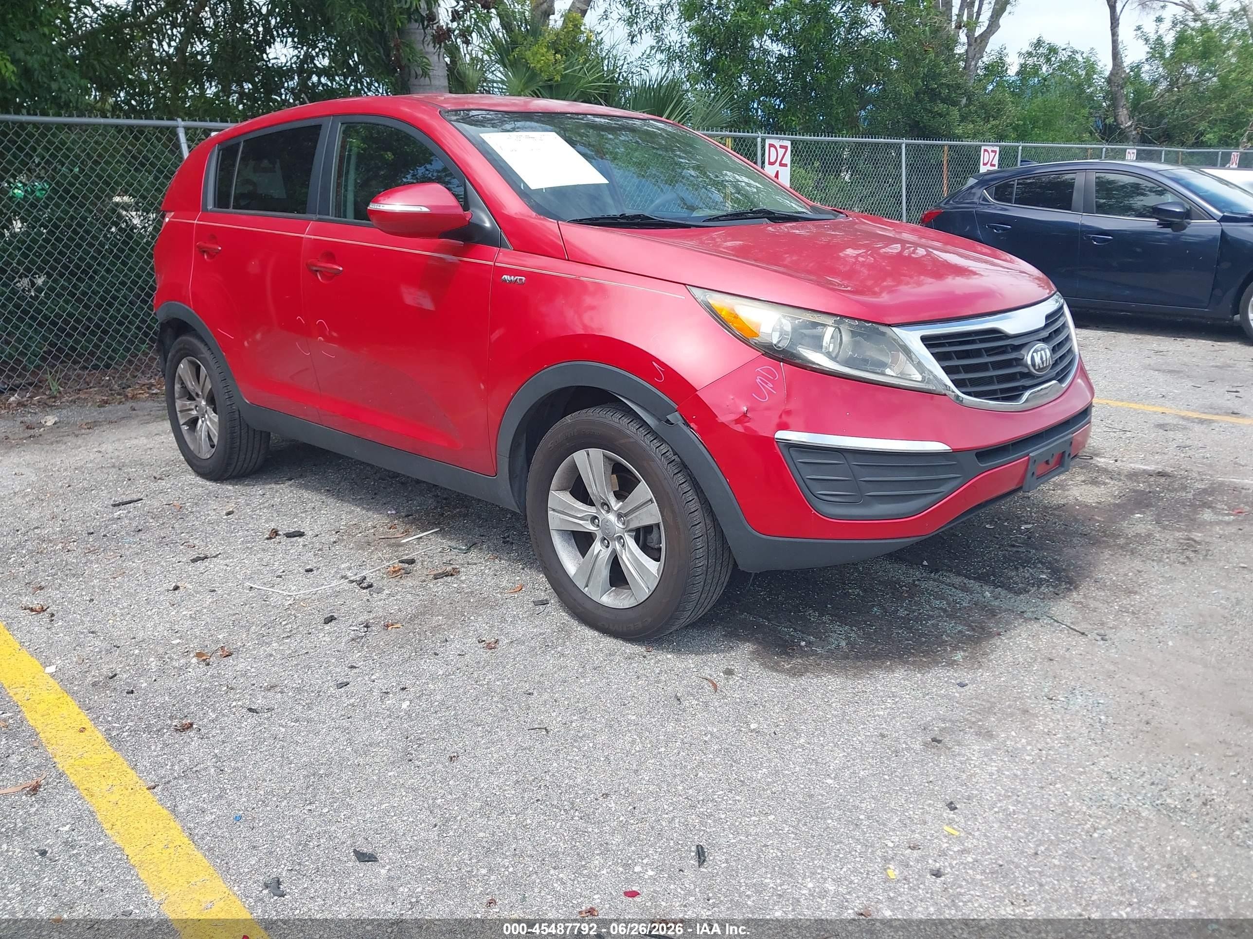 2013 Kia Sportage Lx Red vin: KNDPBCA28D7535472