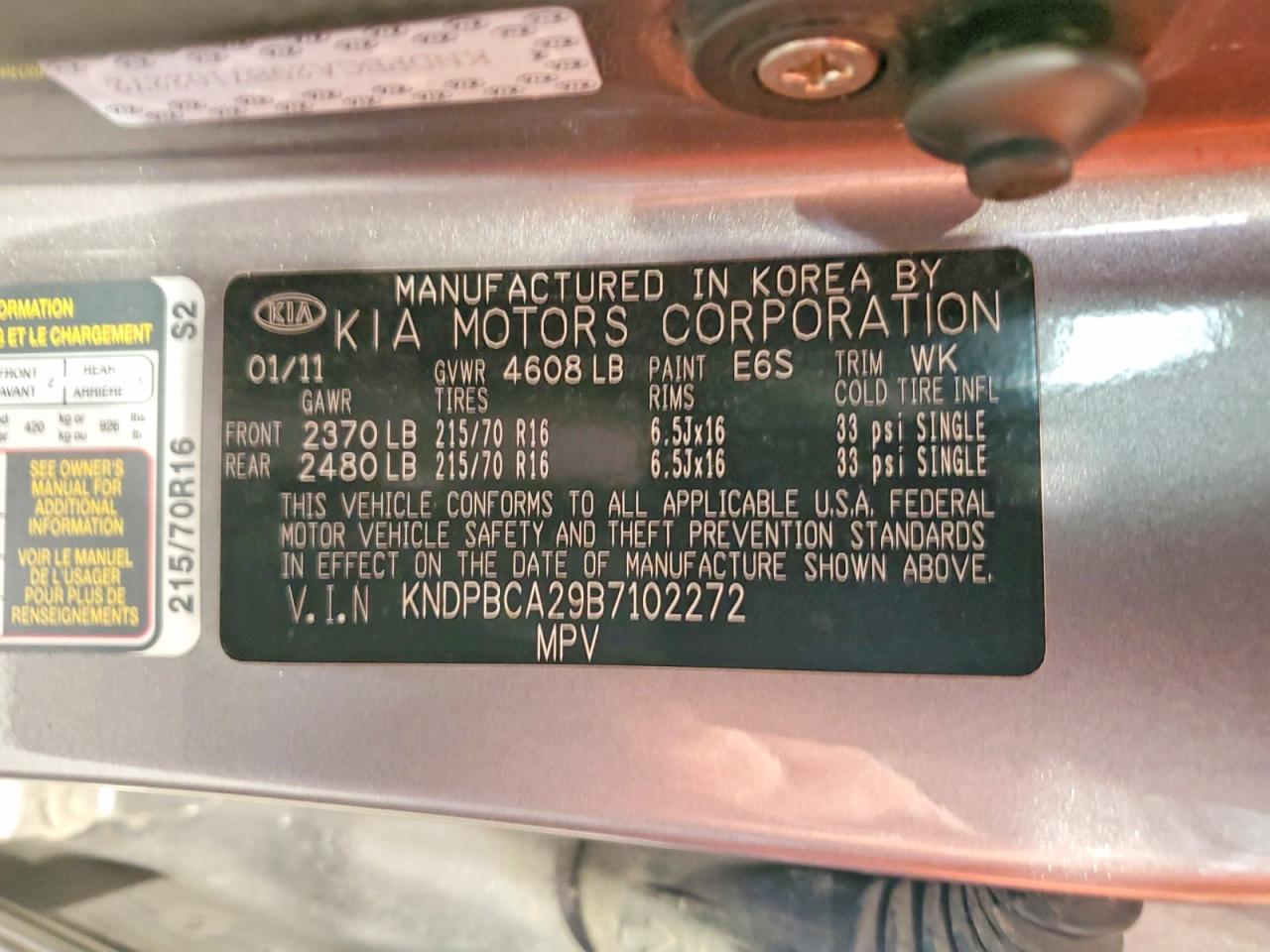 2011 Kia Sportage Lx Silver vin: KNDPBCA29B7102272