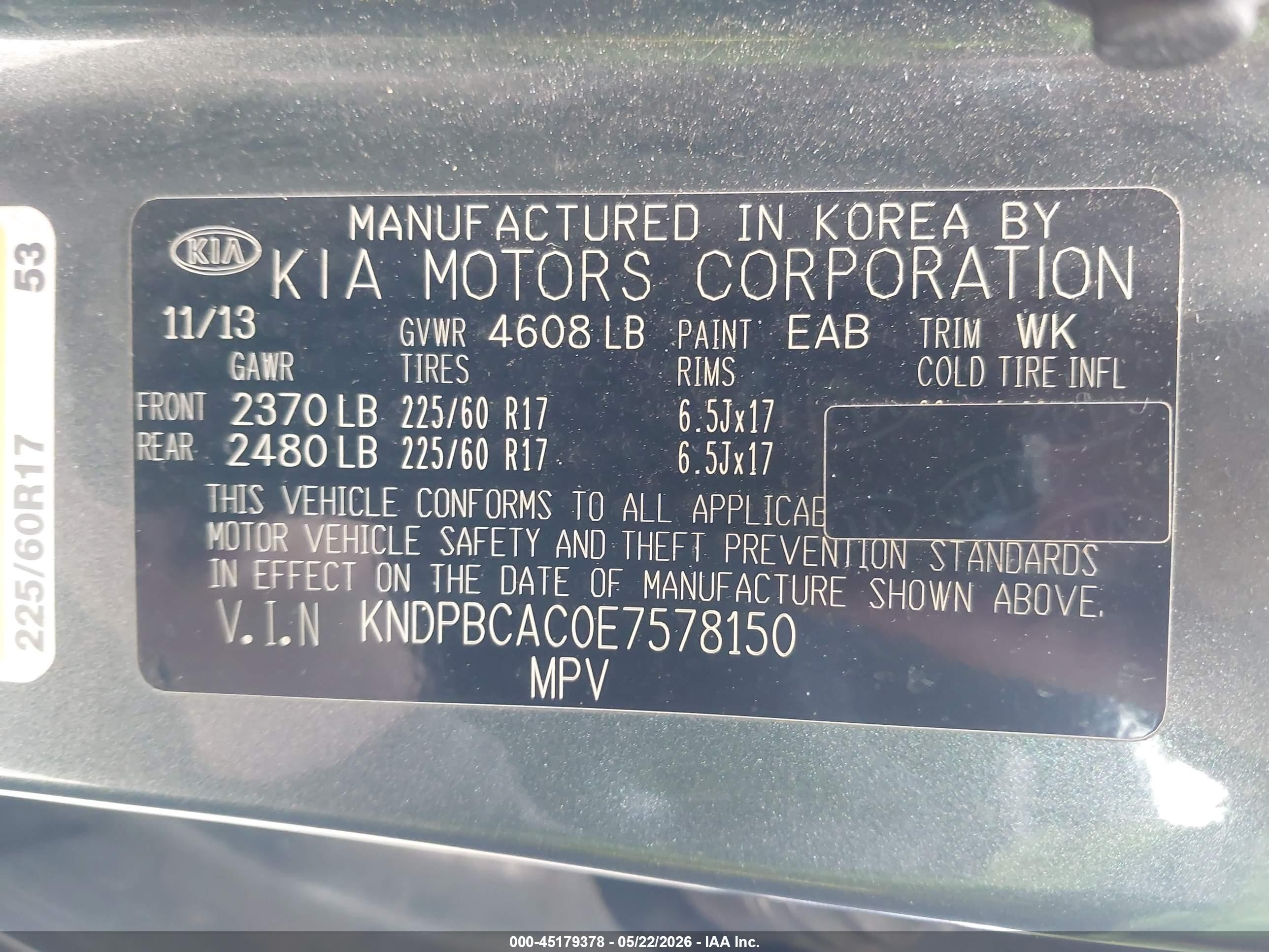 2014 Kia Sportage Lx Gray vin: KNDPBCAC0E7578150