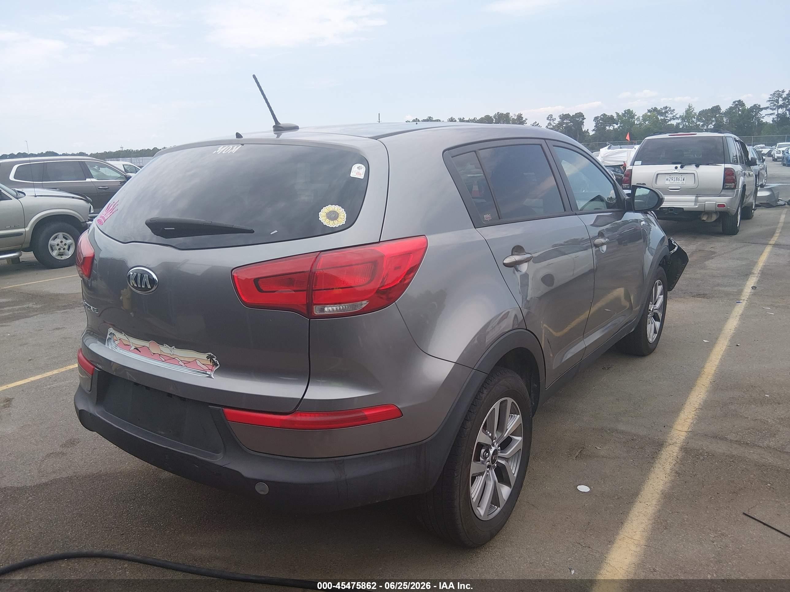 2015 Kia Sportage Lx Gray vin: KNDPBCAC0F7718408