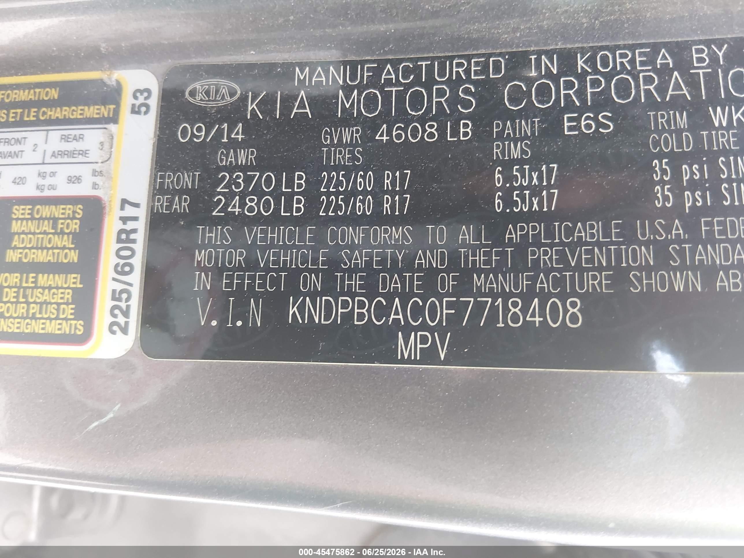 2015 Kia Sportage Lx Gray vin: KNDPBCAC0F7718408