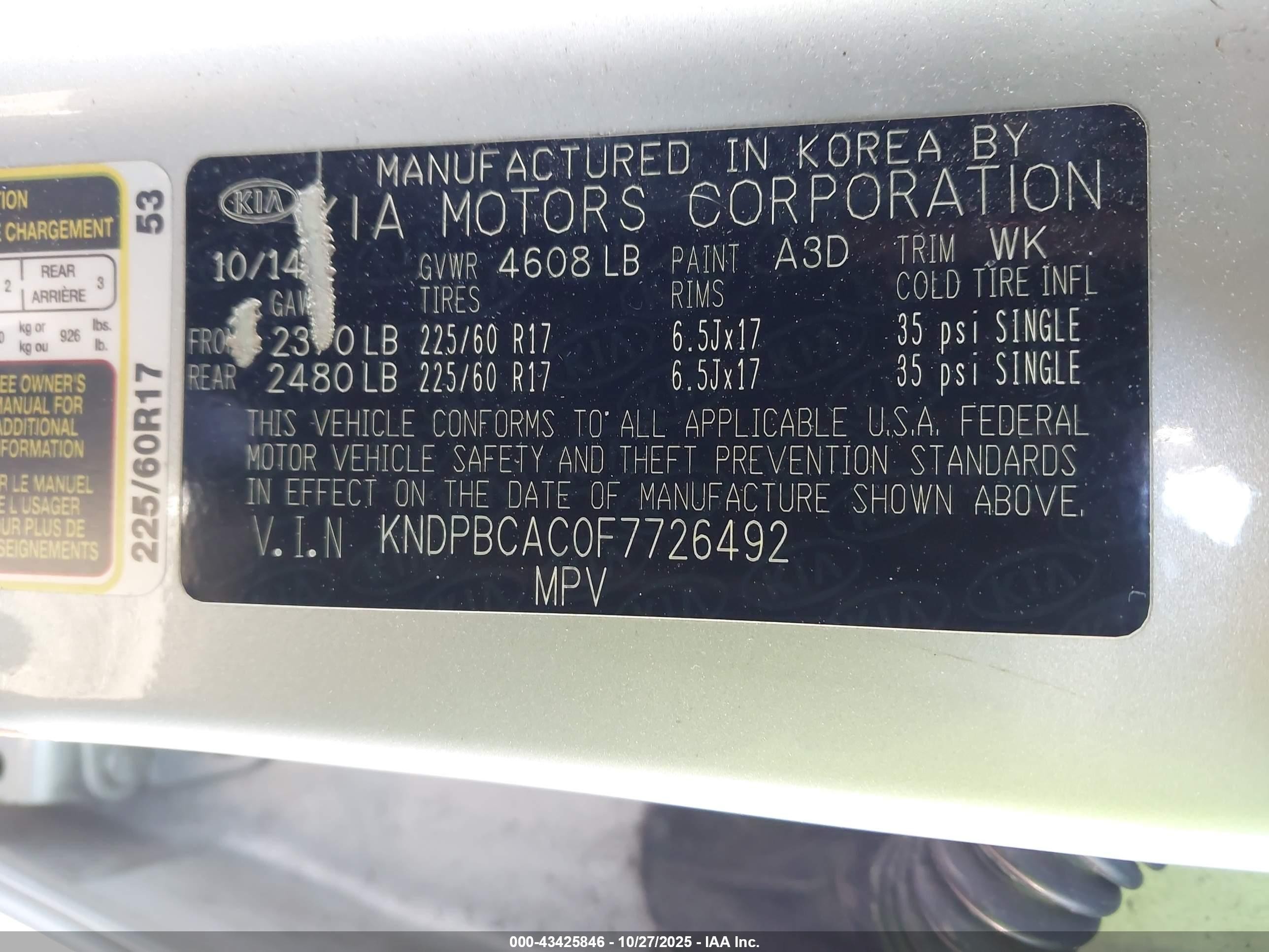 2015 Kia Sportage Lx Silver vin: KNDPBCAC0F7726492