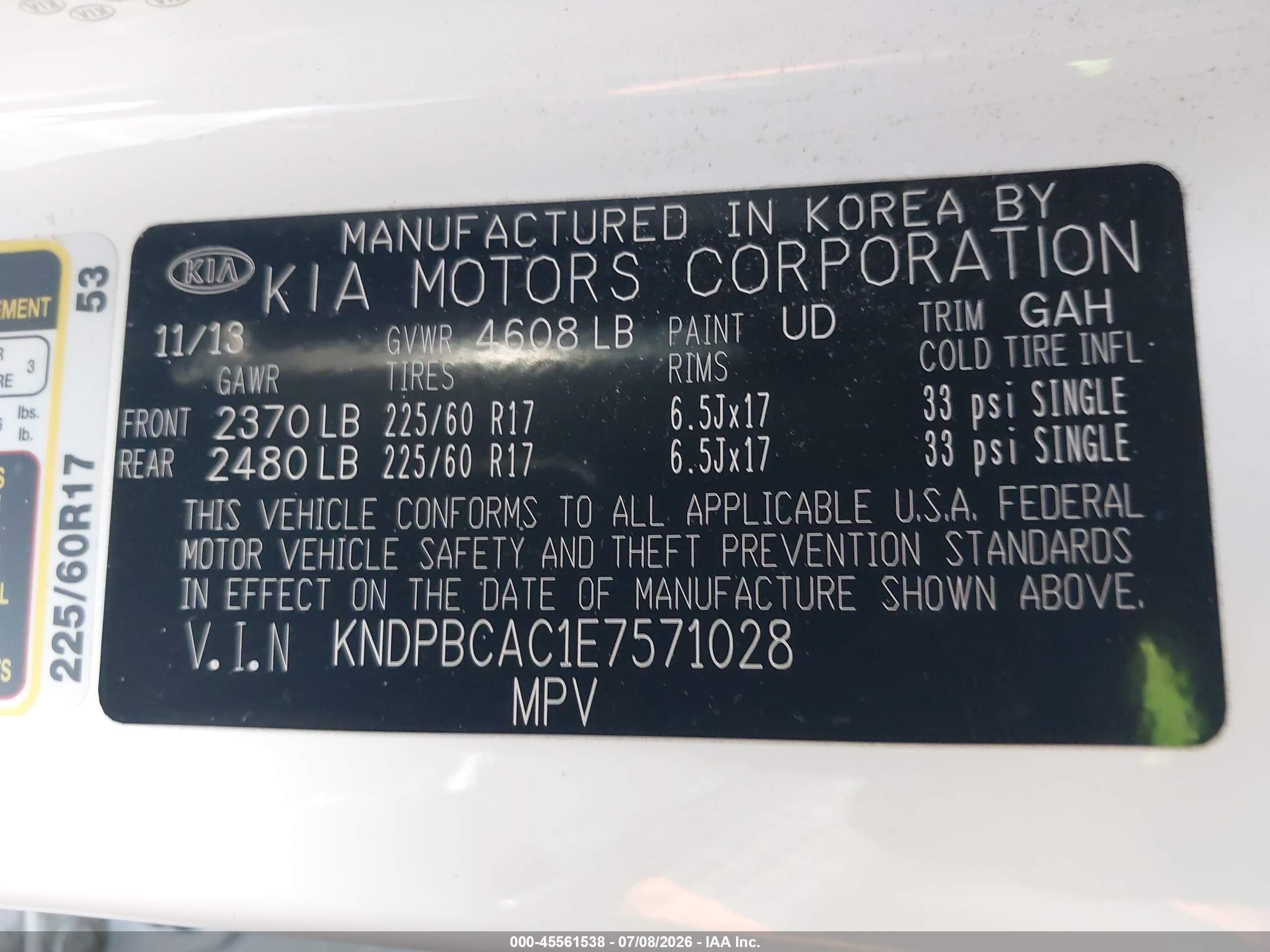 2014 Kia Sportage Lx White vin: KNDPBCAC1E7571028