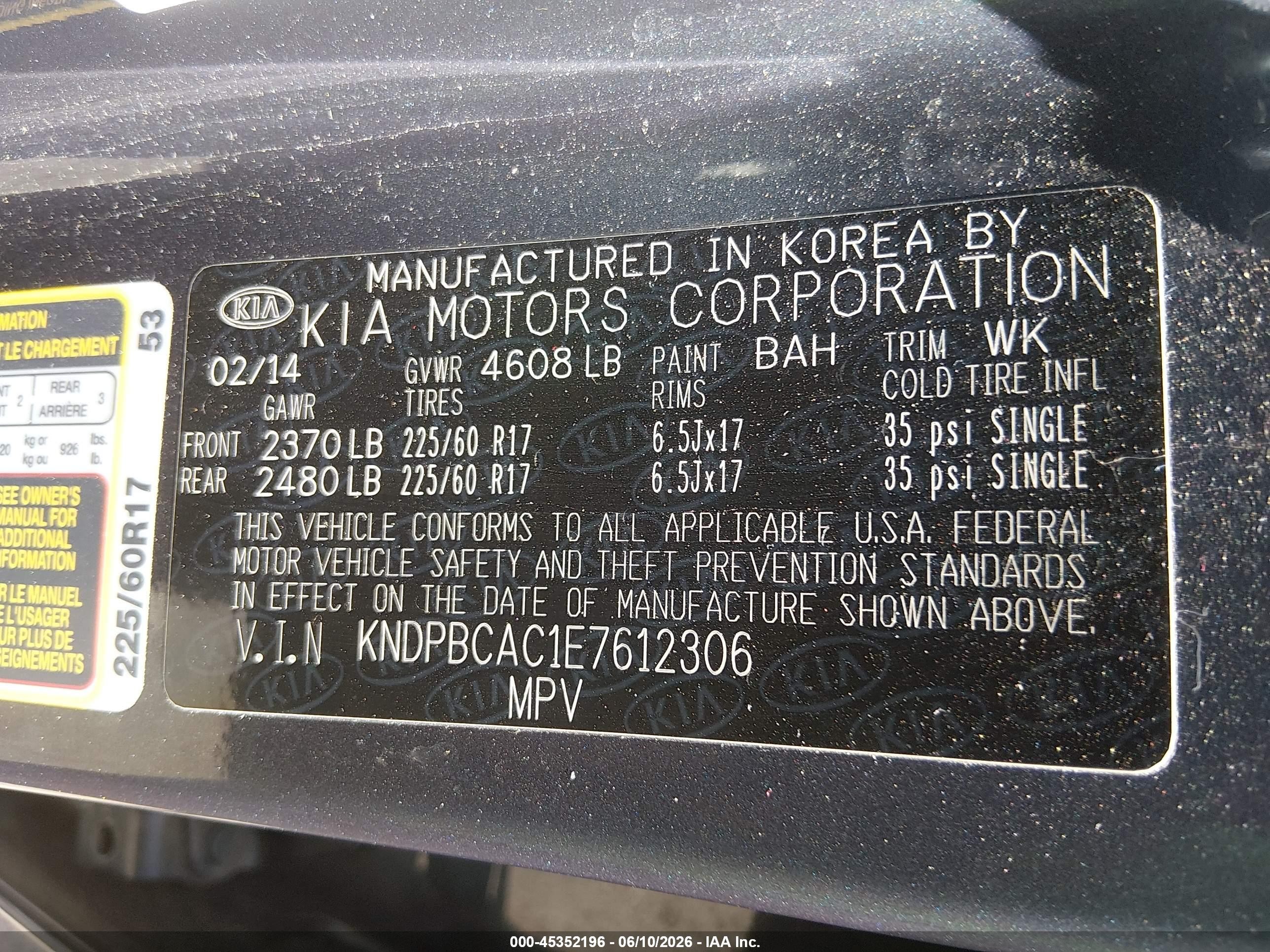 2014 Kia Sportage Lx Blue vin: KNDPBCAC1E7612306
