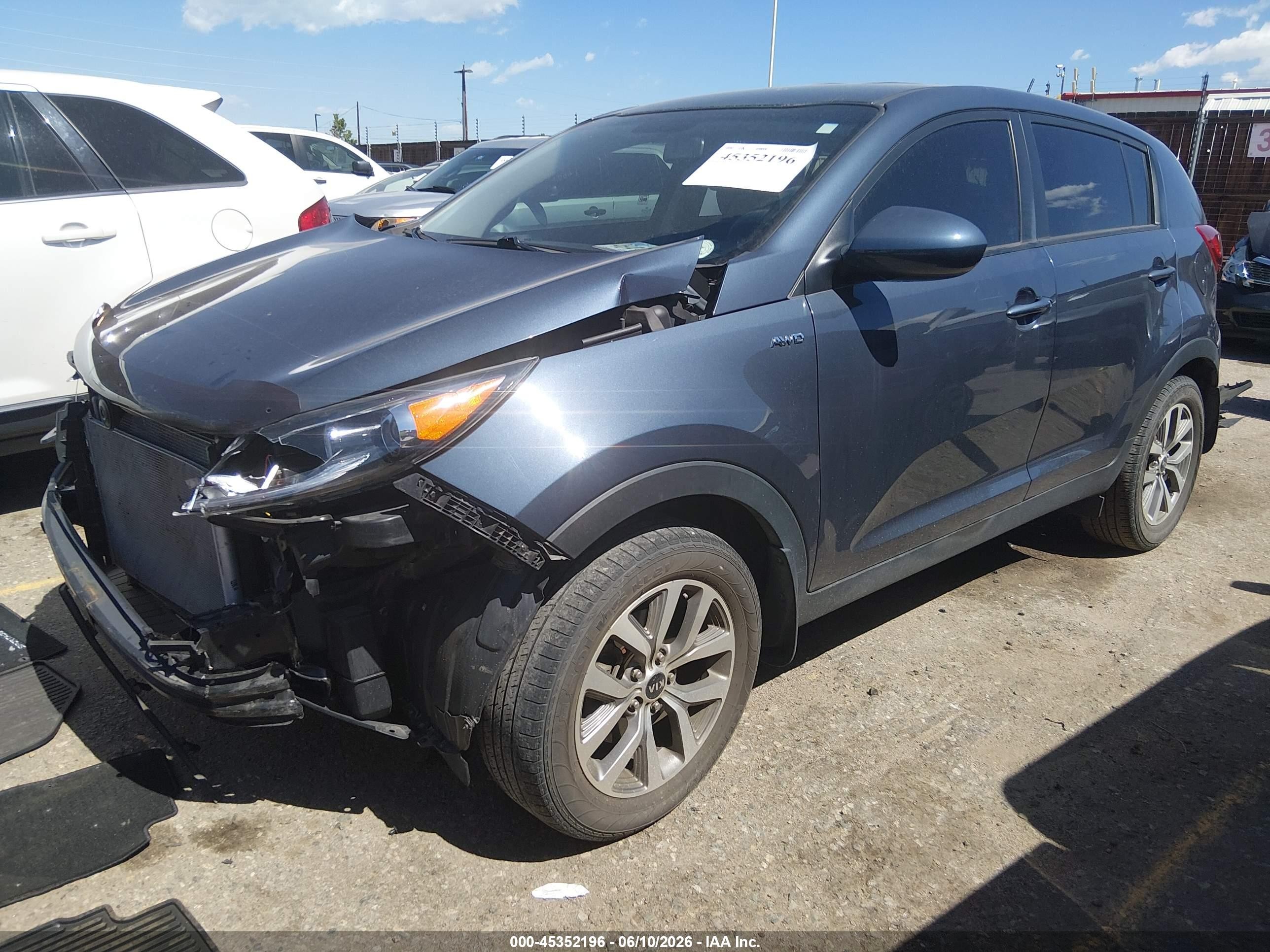 2014 Kia Sportage Lx Blue vin: KNDPBCAC1E7612306