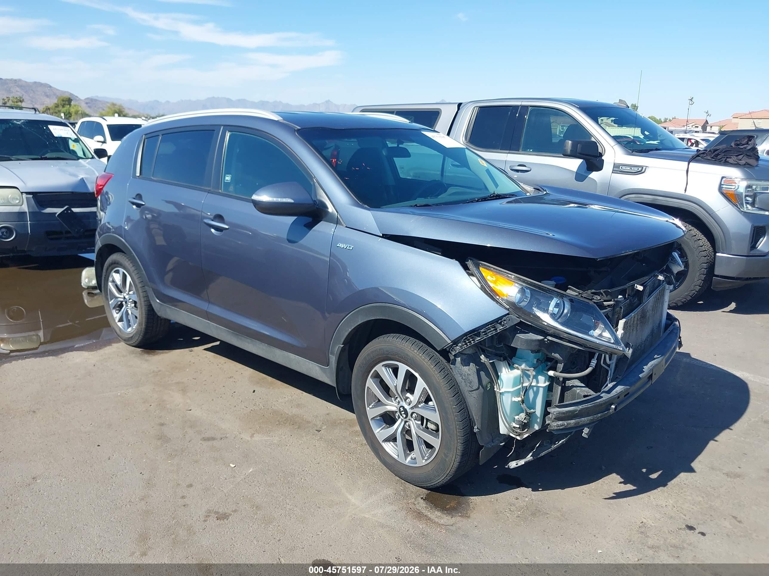 2014 Kia Sportage Lx Gray vin: KNDPBCAC1E7645564