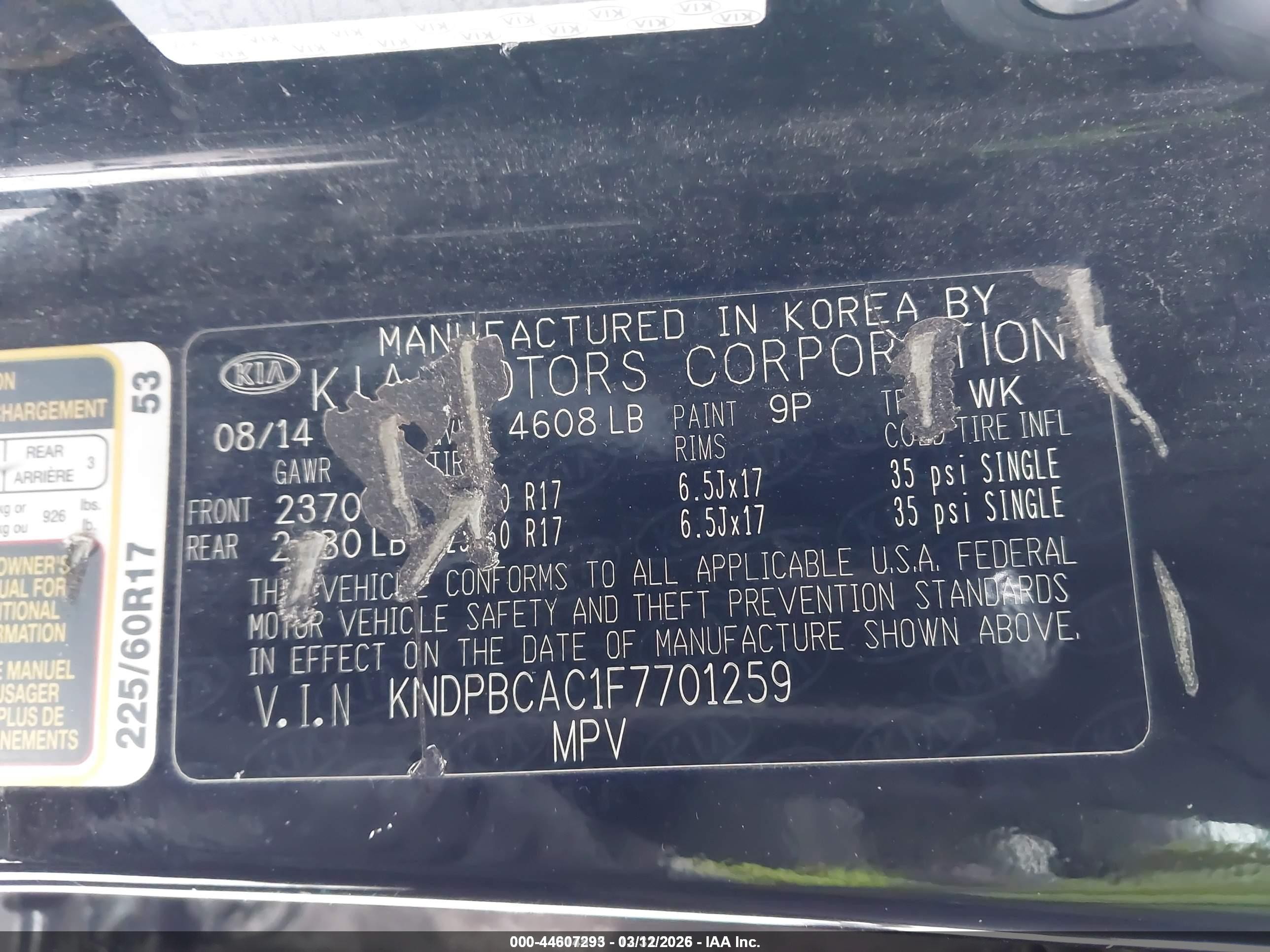 2015 Kia Sportage Lx Black vin: KNDPBCAC1F7701259