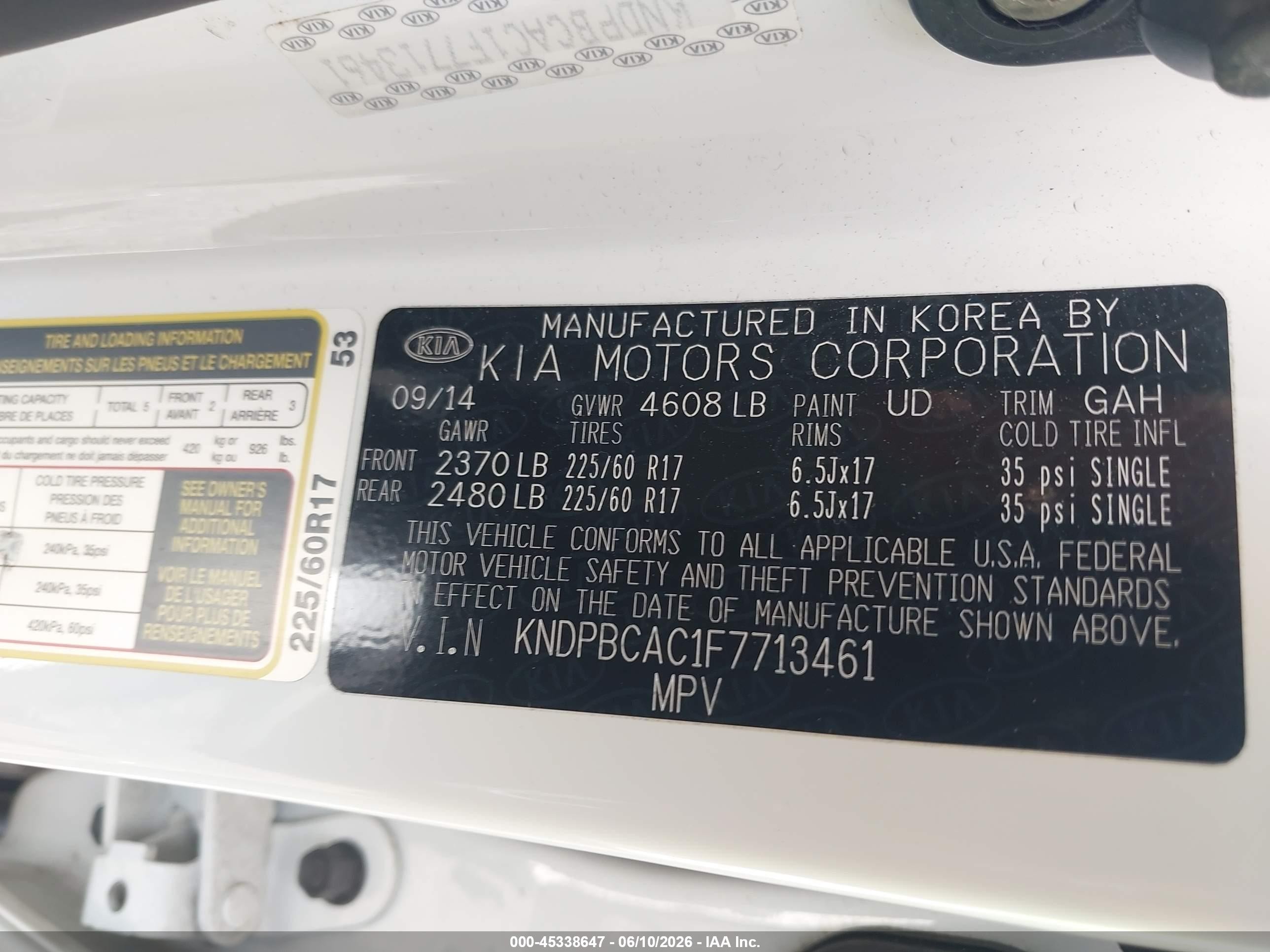 2015 Kia Sportage Lx Белый vin: KNDPBCAC1F7713461