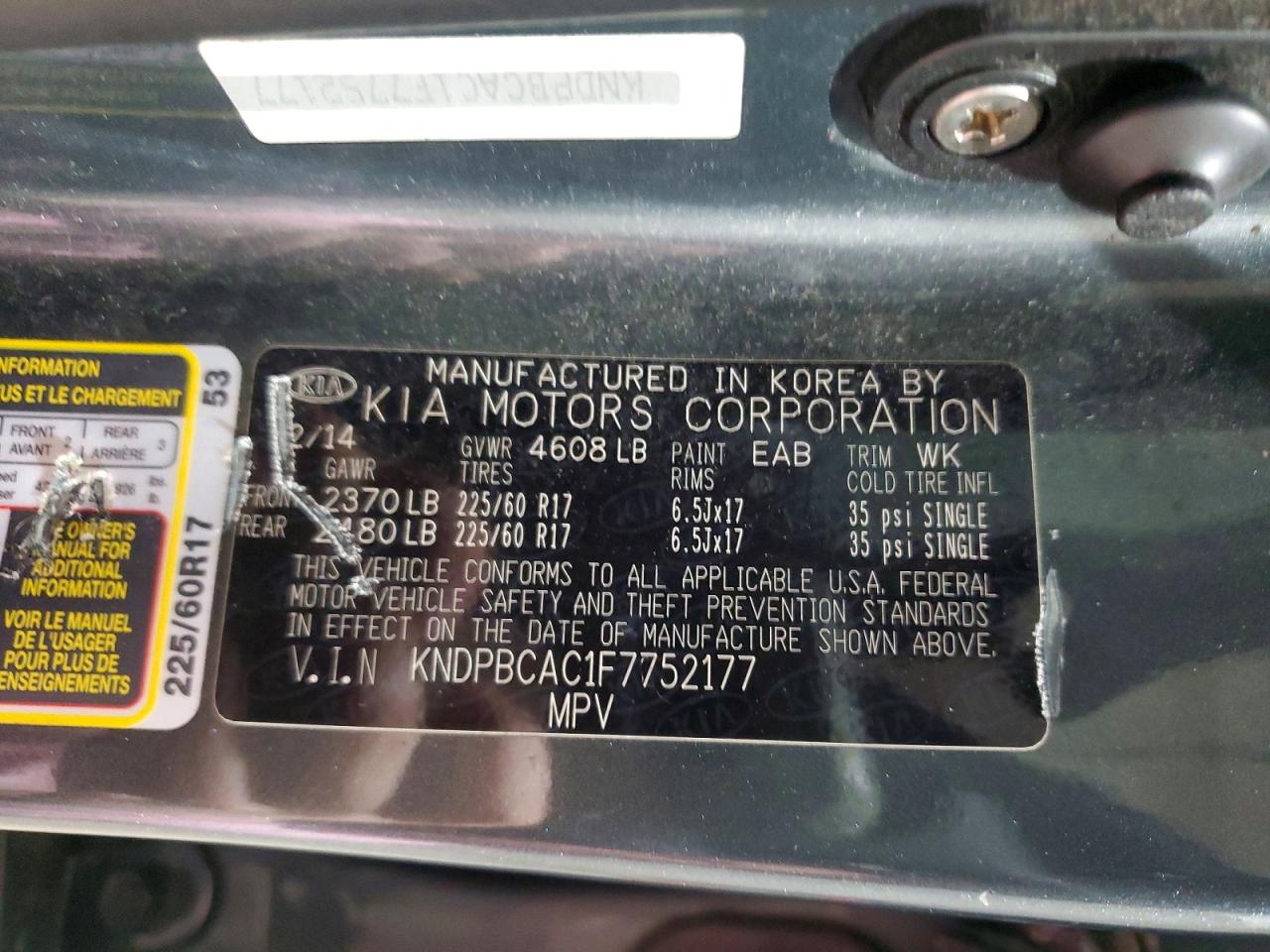 2015 Kia Sportage Lx Charcoal vin: KNDPBCAC1F7752177