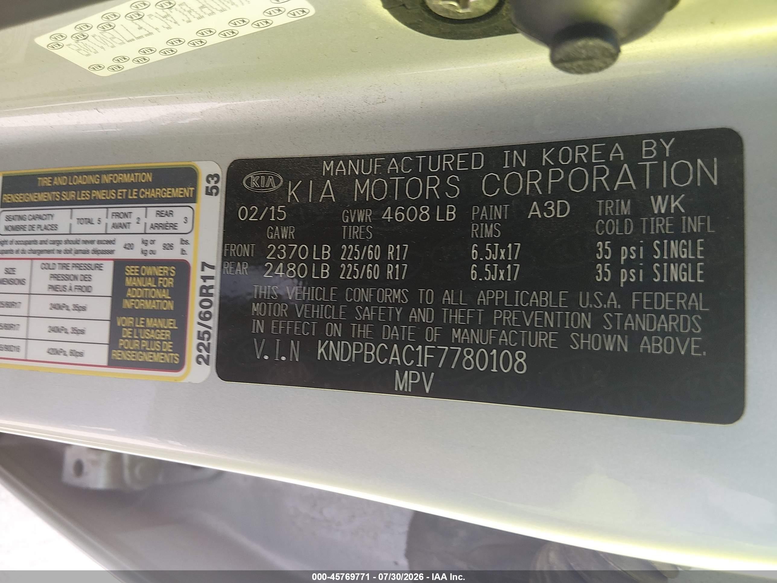 2015 Kia Sportage Lx Silver vin: KNDPBCAC1F7780108