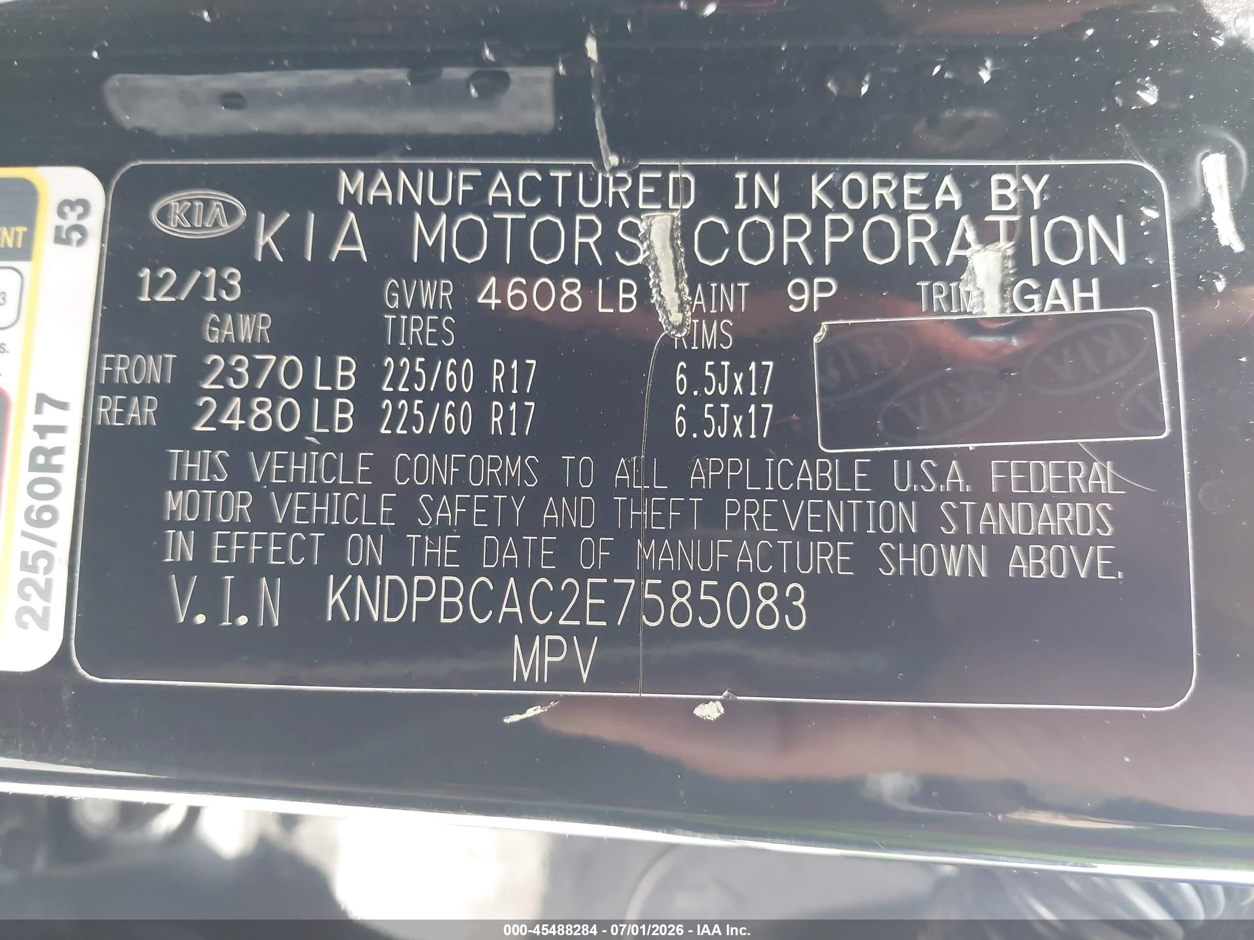 2014 Kia Sportage Lx Black vin: KNDPBCAC2E7585083
