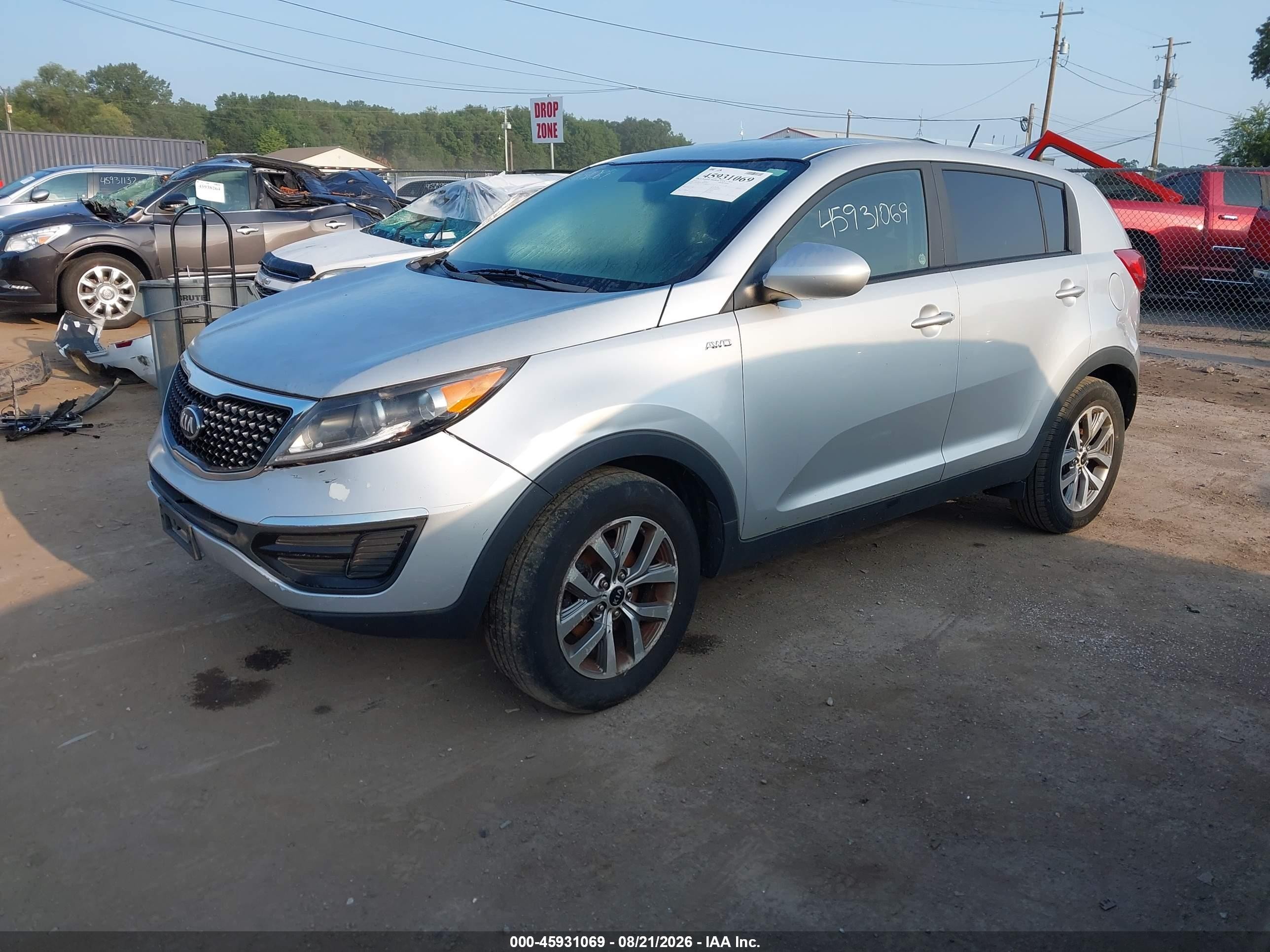 2014 Kia Sportage Lx Silver vin: KNDPBCAC2E7603856
