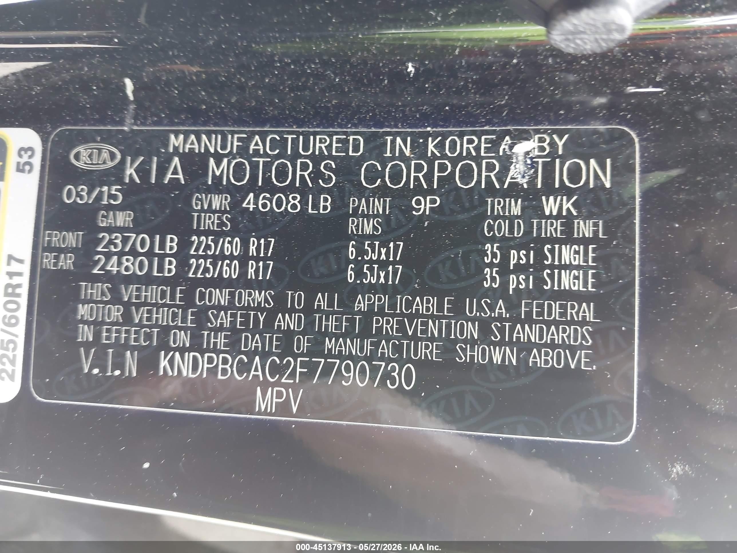 2015 Kia Sportage Lx Black vin: KNDPBCAC2F7790730