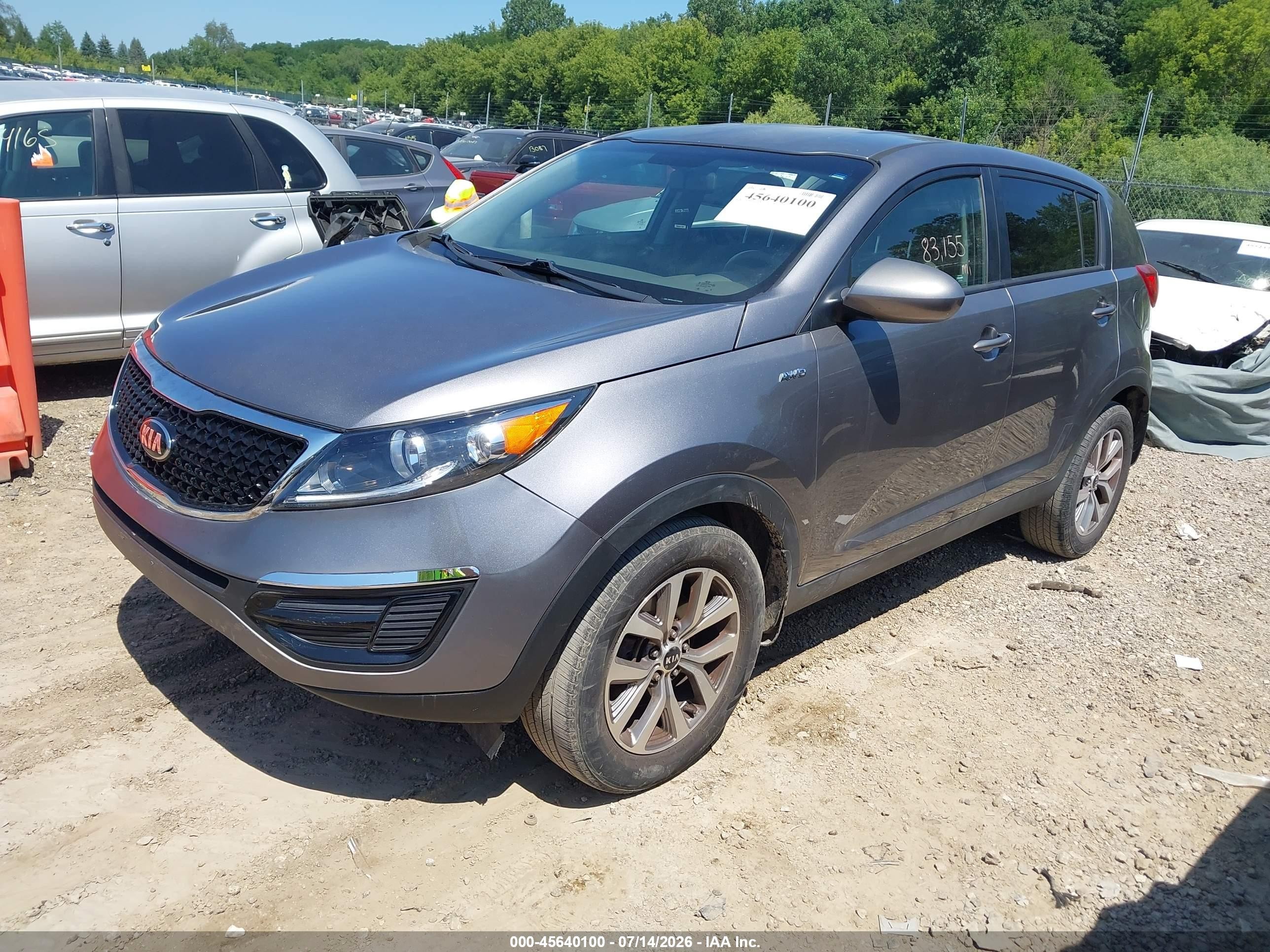 2015 Kia Sportage Lx Gray vin: KNDPBCAC2F7792932