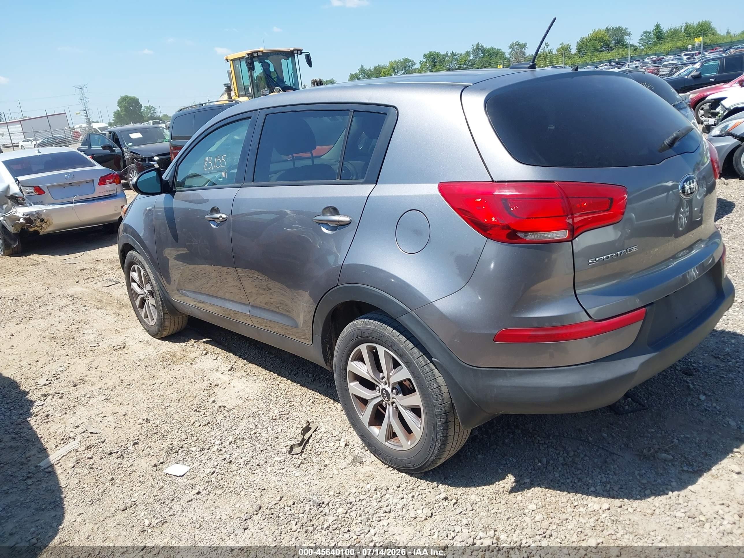 2015 Kia Sportage Lx Gray vin: KNDPBCAC2F7792932