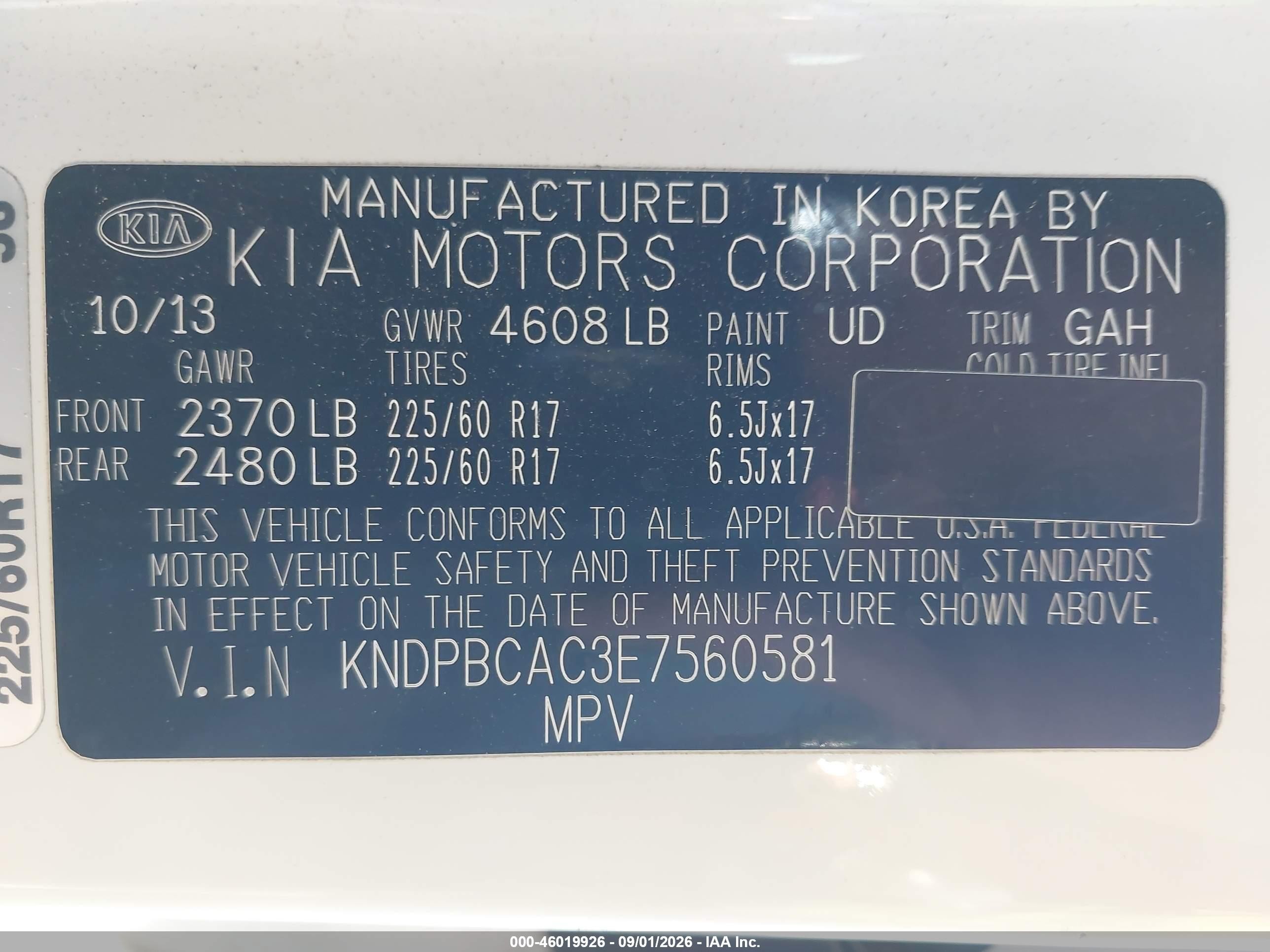 2014 Kia Sportage Lx White vin: KNDPBCAC3E7560581