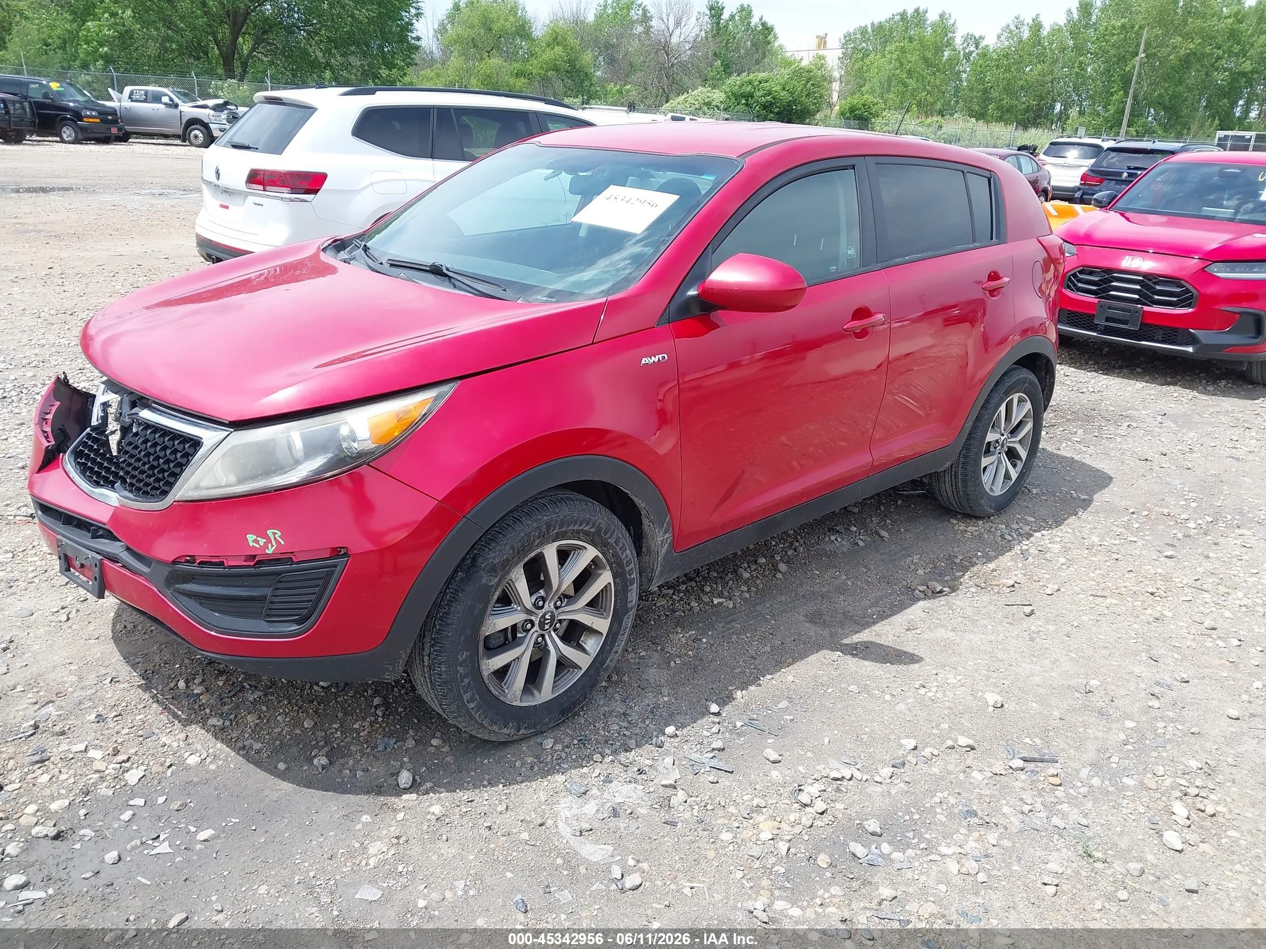 2015 Kia Sportage Lx Red vin: KNDPBCAC3F7675683