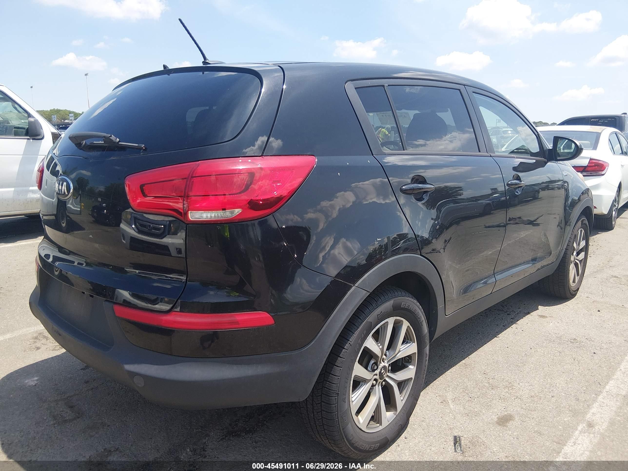 2015 Kia Sportage Lx Black vin: KNDPBCAC4F7680519