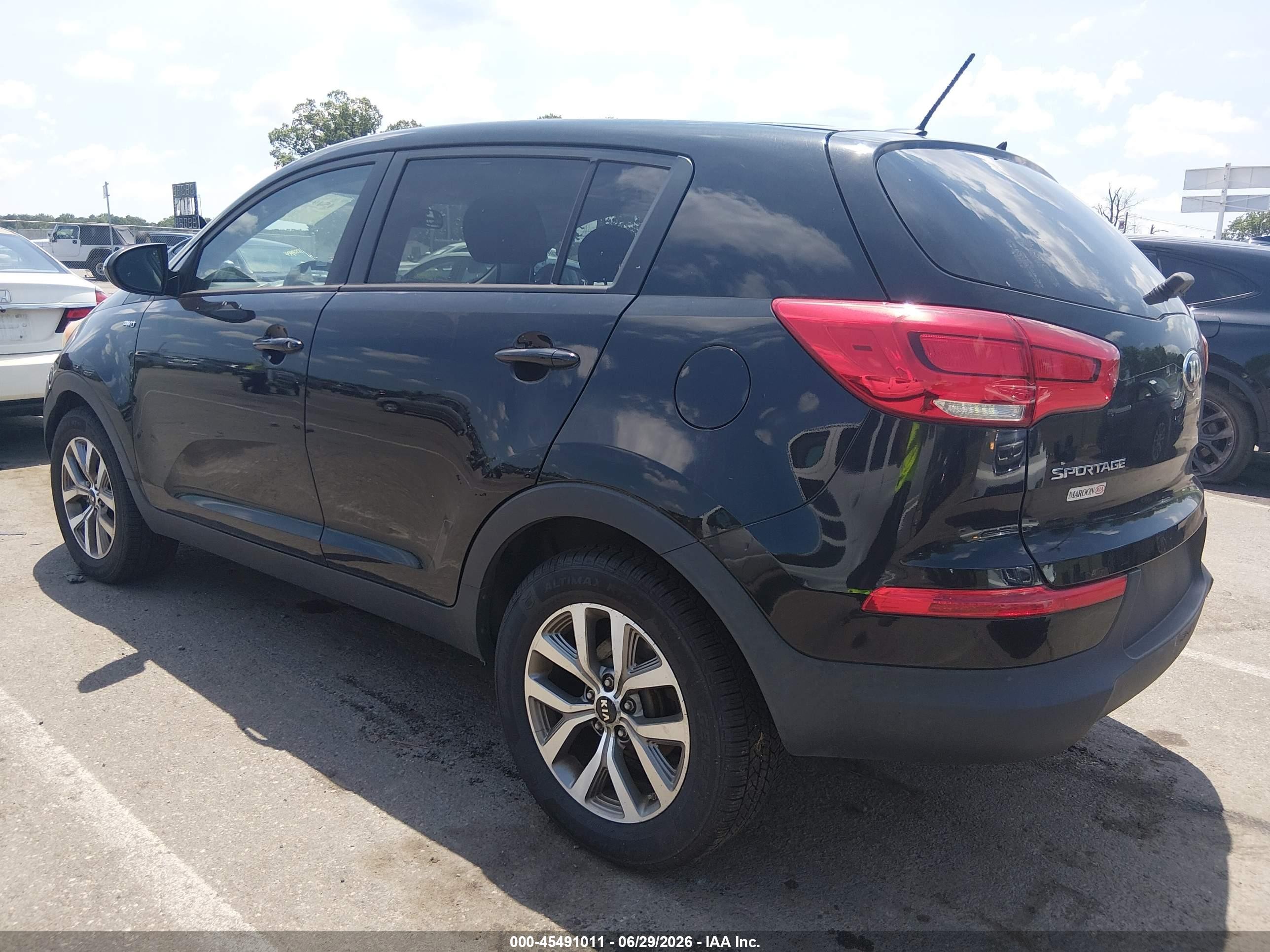 2015 Kia Sportage Lx Black vin: KNDPBCAC4F7680519