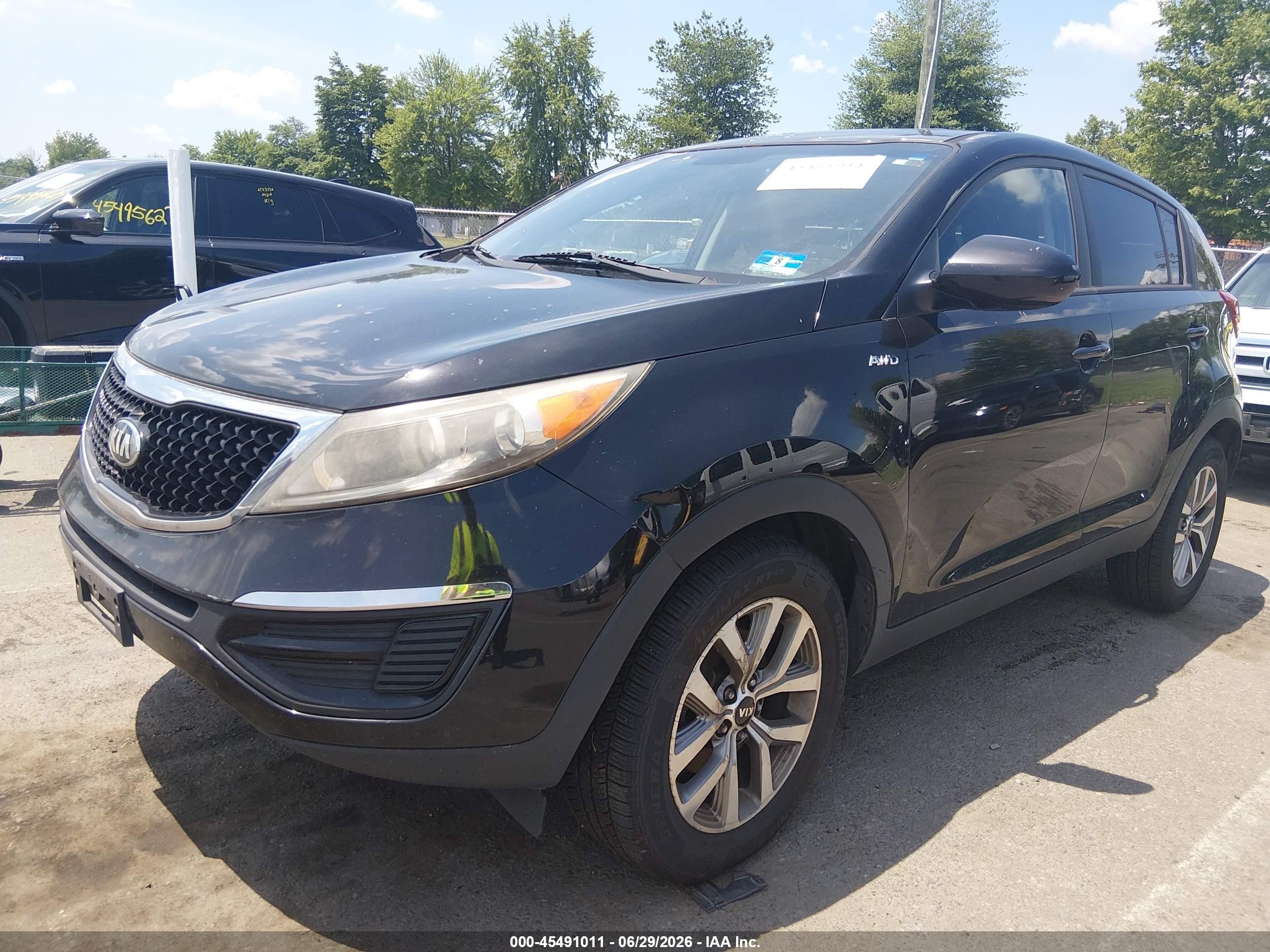 2015 Kia Sportage Lx Black vin: KNDPBCAC4F7680519