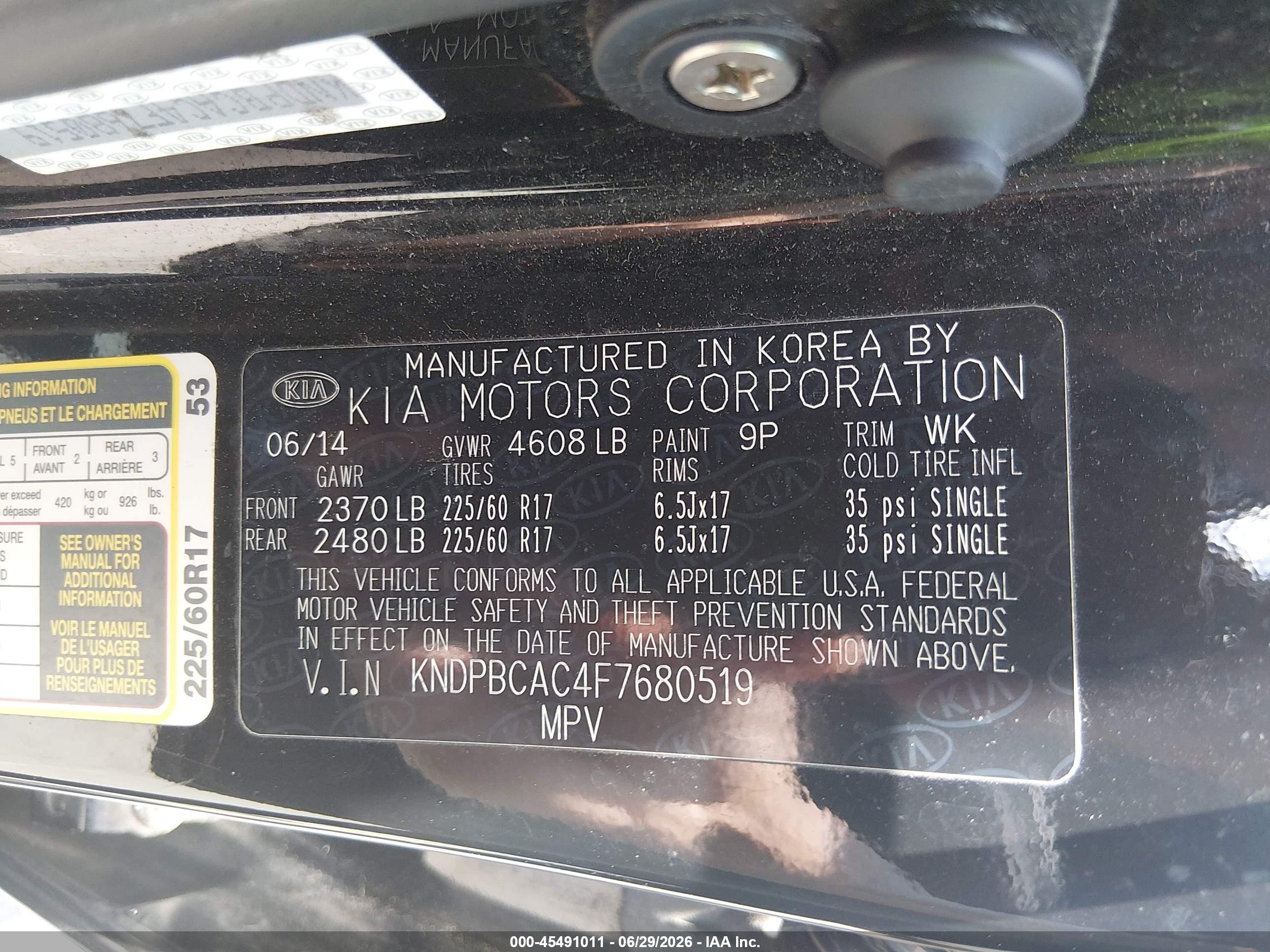 2015 Kia Sportage Lx Black vin: KNDPBCAC4F7680519