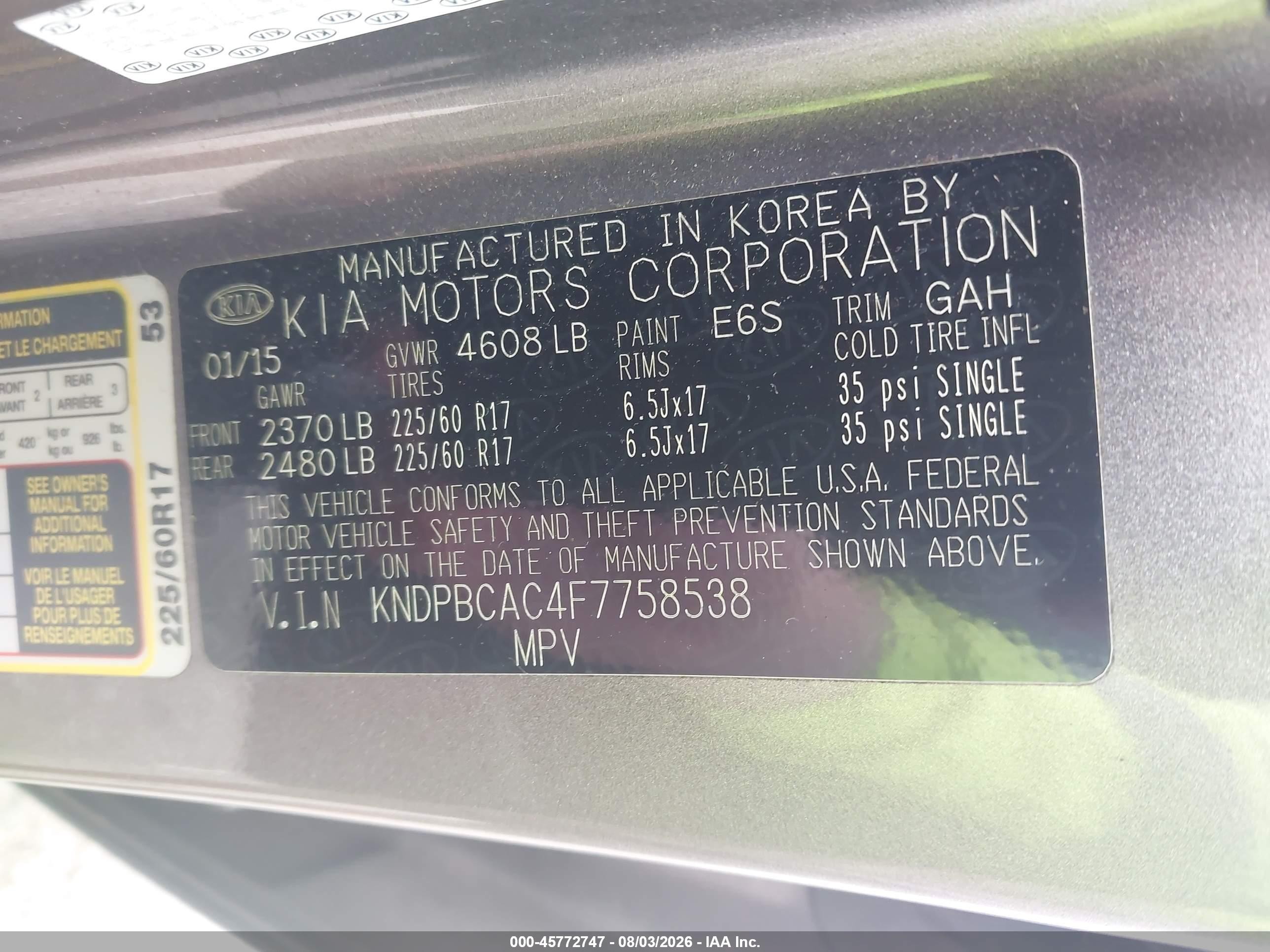 2015 Kia Sportage Lx Silver vin: KNDPBCAC4F7758538