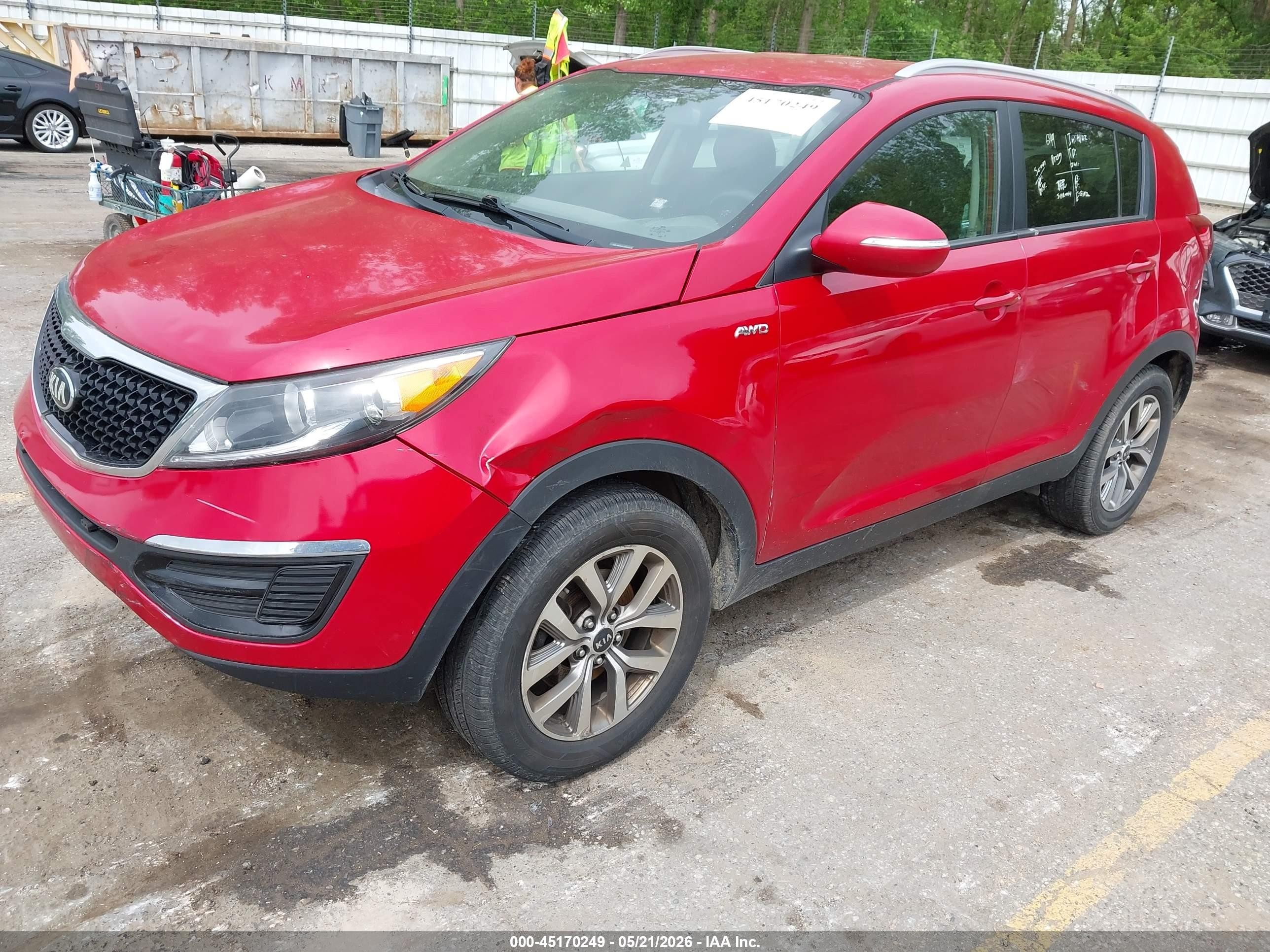 2015 Kia Sportage Lx Red vin: KNDPBCAC5F7763571