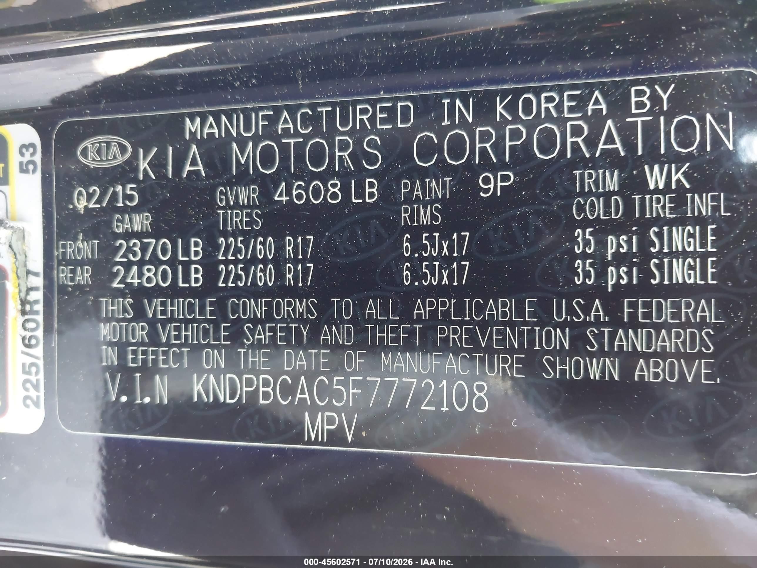 2015 Kia Sportage Lx Черный vin: KNDPBCAC5F7772108