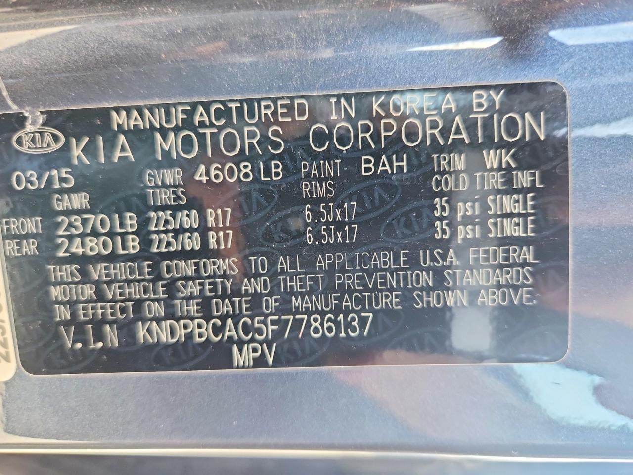 2015 Kia Sportage Lx Blue vin: KNDPBCAC5F7786137