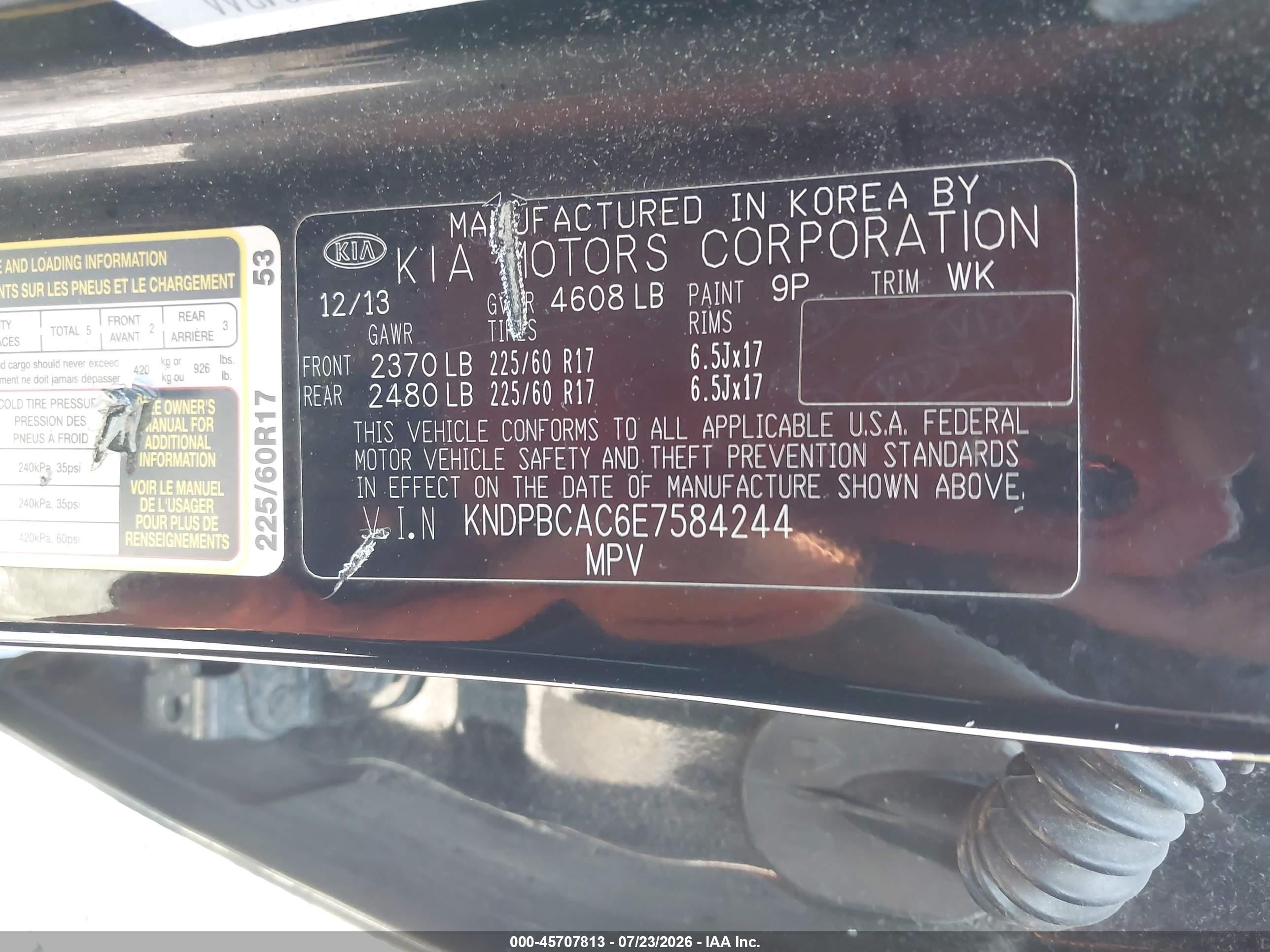 2014 Kia Sportage Lx Black vin: KNDPBCAC6E7584244