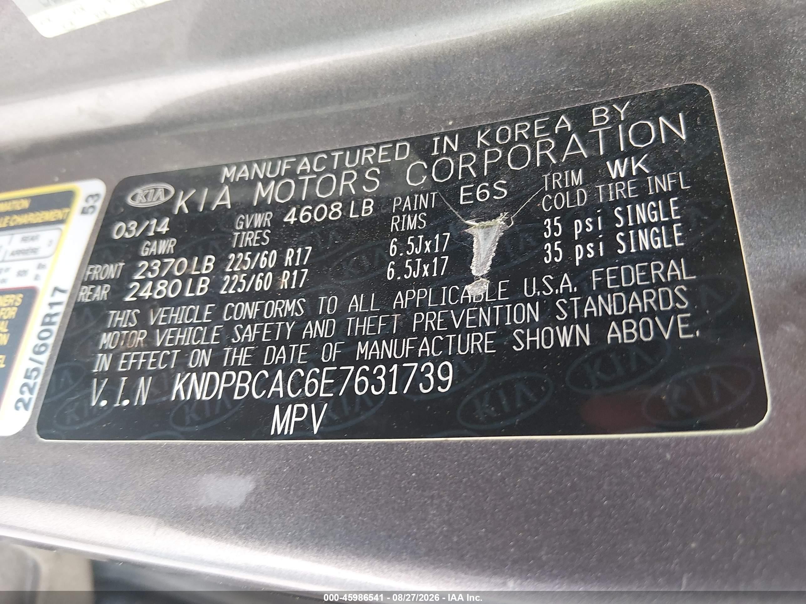 2014 Kia Sportage Lx Gray vin: KNDPBCAC6E7631739