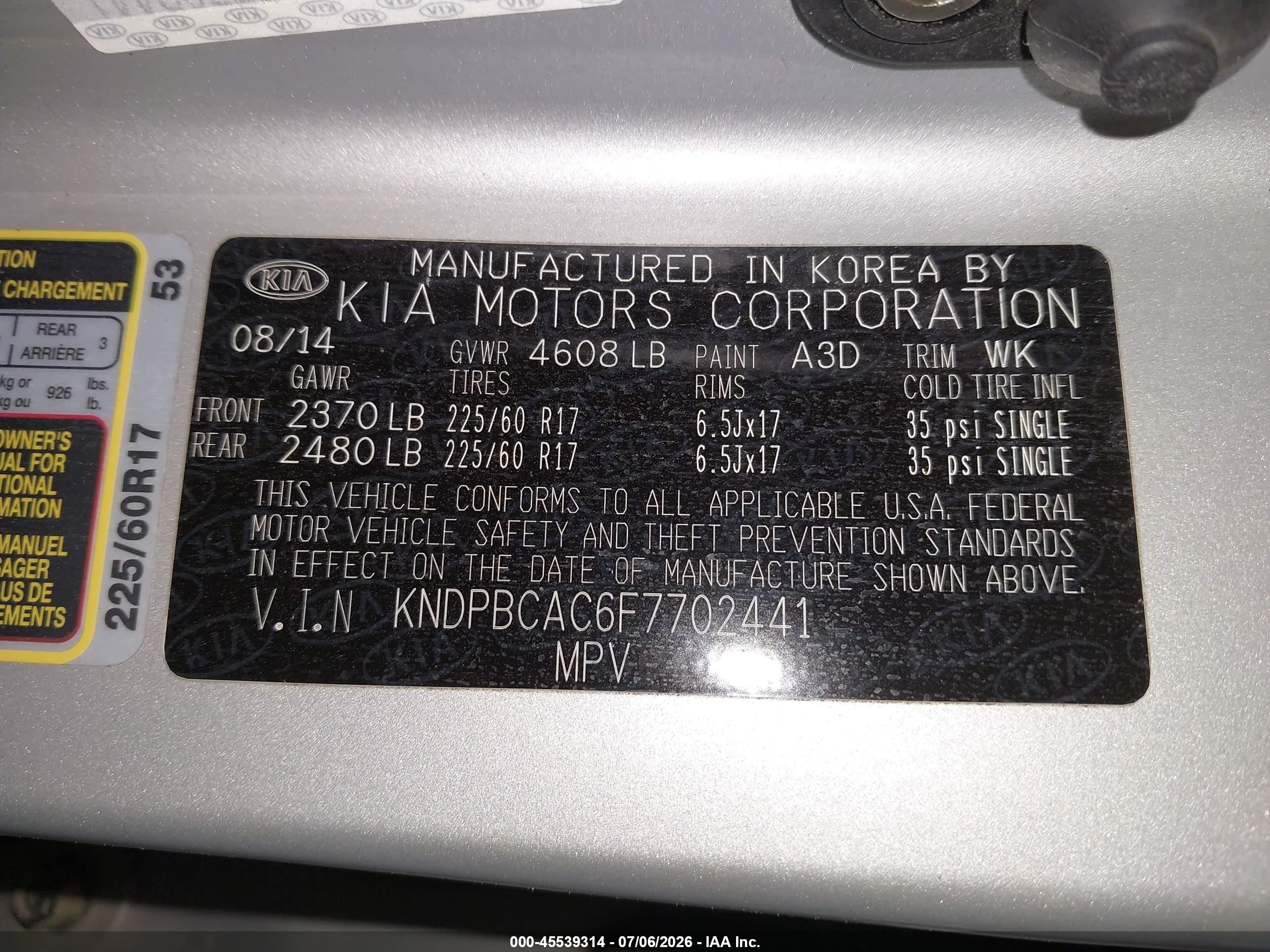 2015 Kia Sportage Lx Silver vin: KNDPBCAC6F7702441