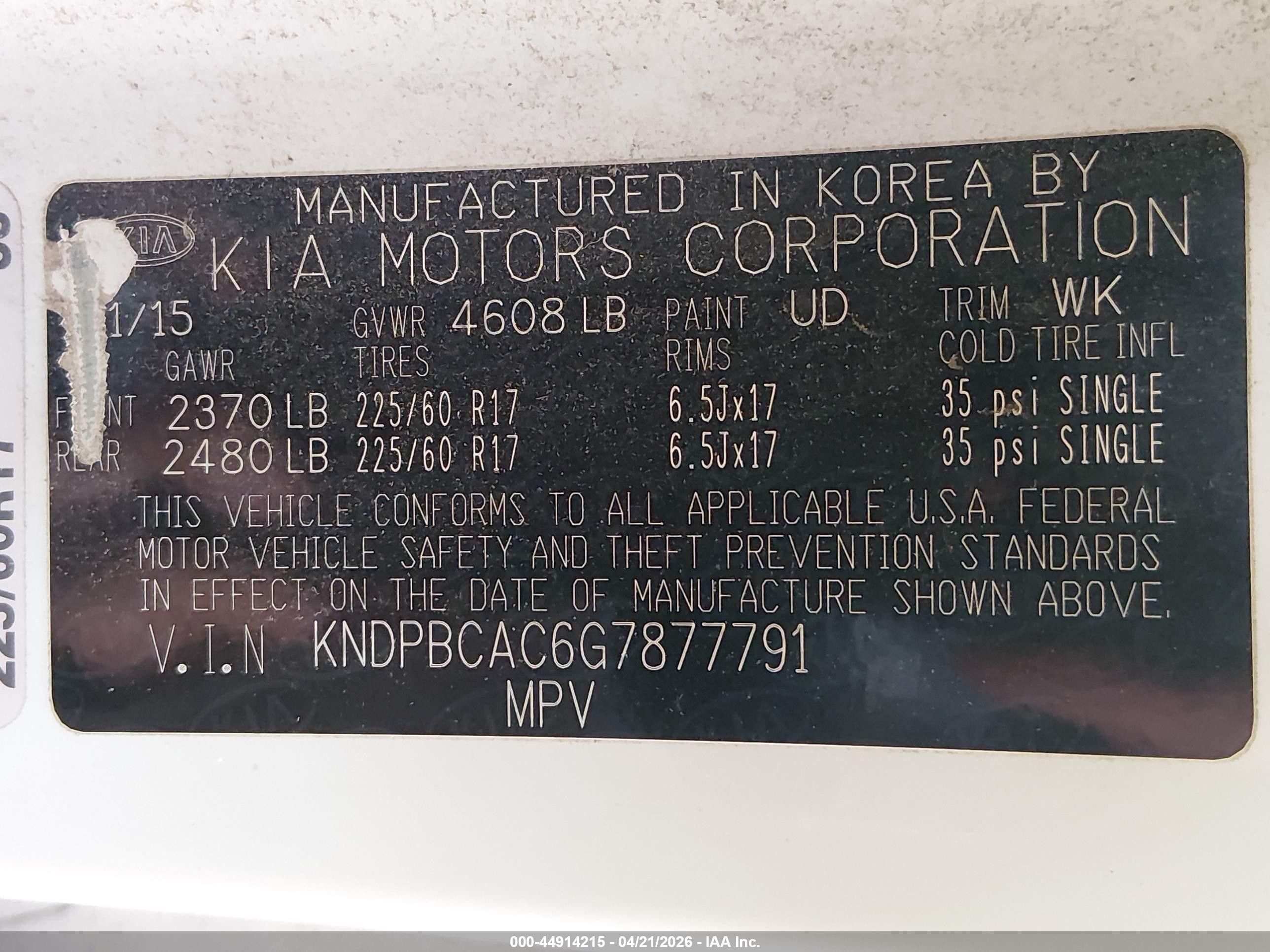 2016 Kia Sportage Lx Белый vin: KNDPBCAC6G7877791