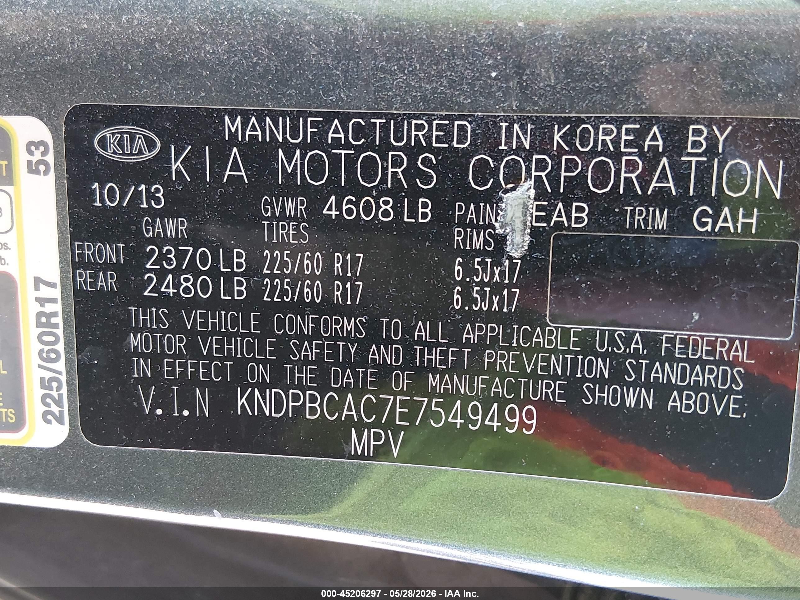 2014 Kia Sportage Lx Blue vin: KNDPBCAC7E7549499