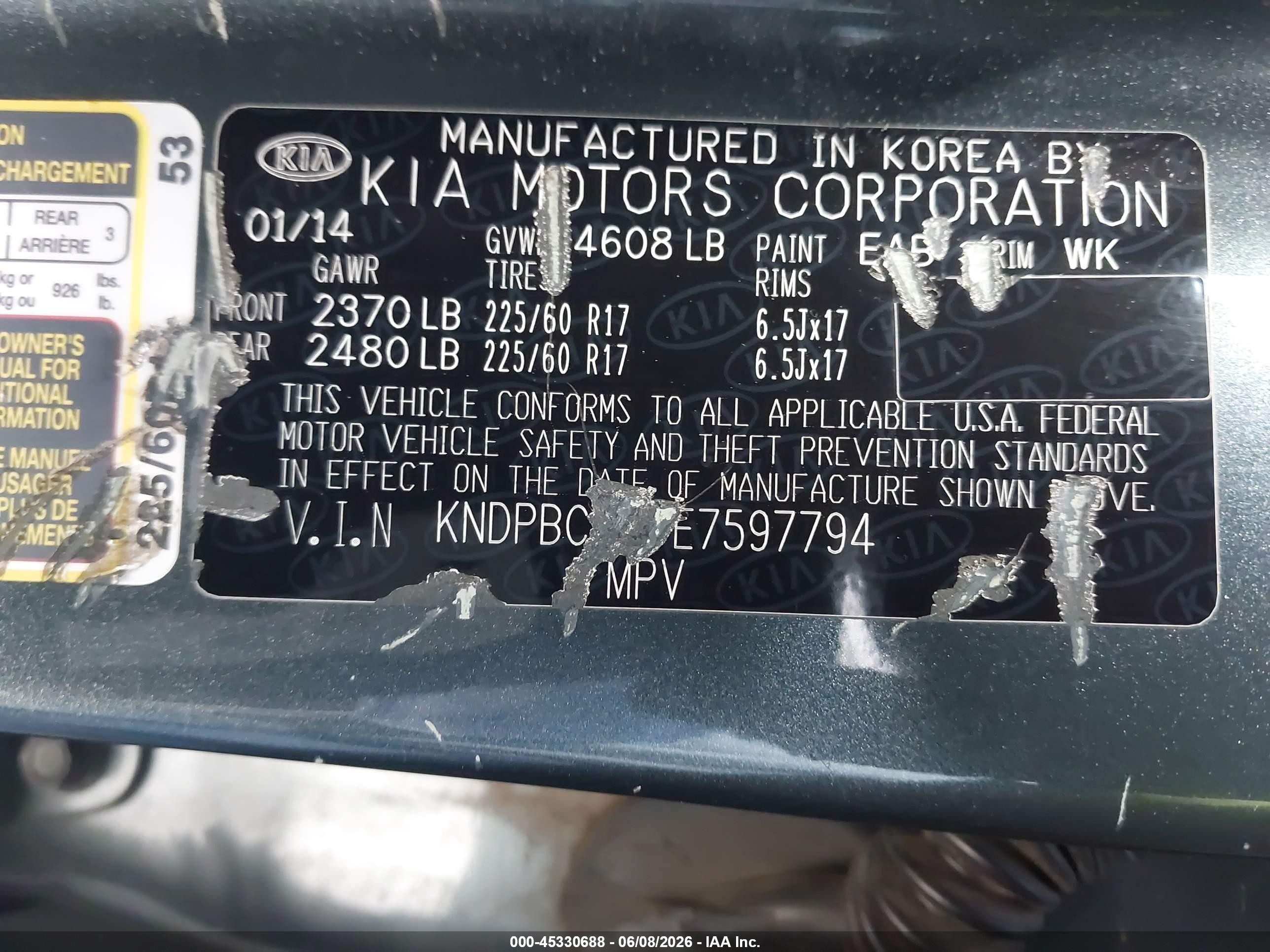 2014 Kia Sportage Lx Gray vin: KNDPBCAC7E7597794