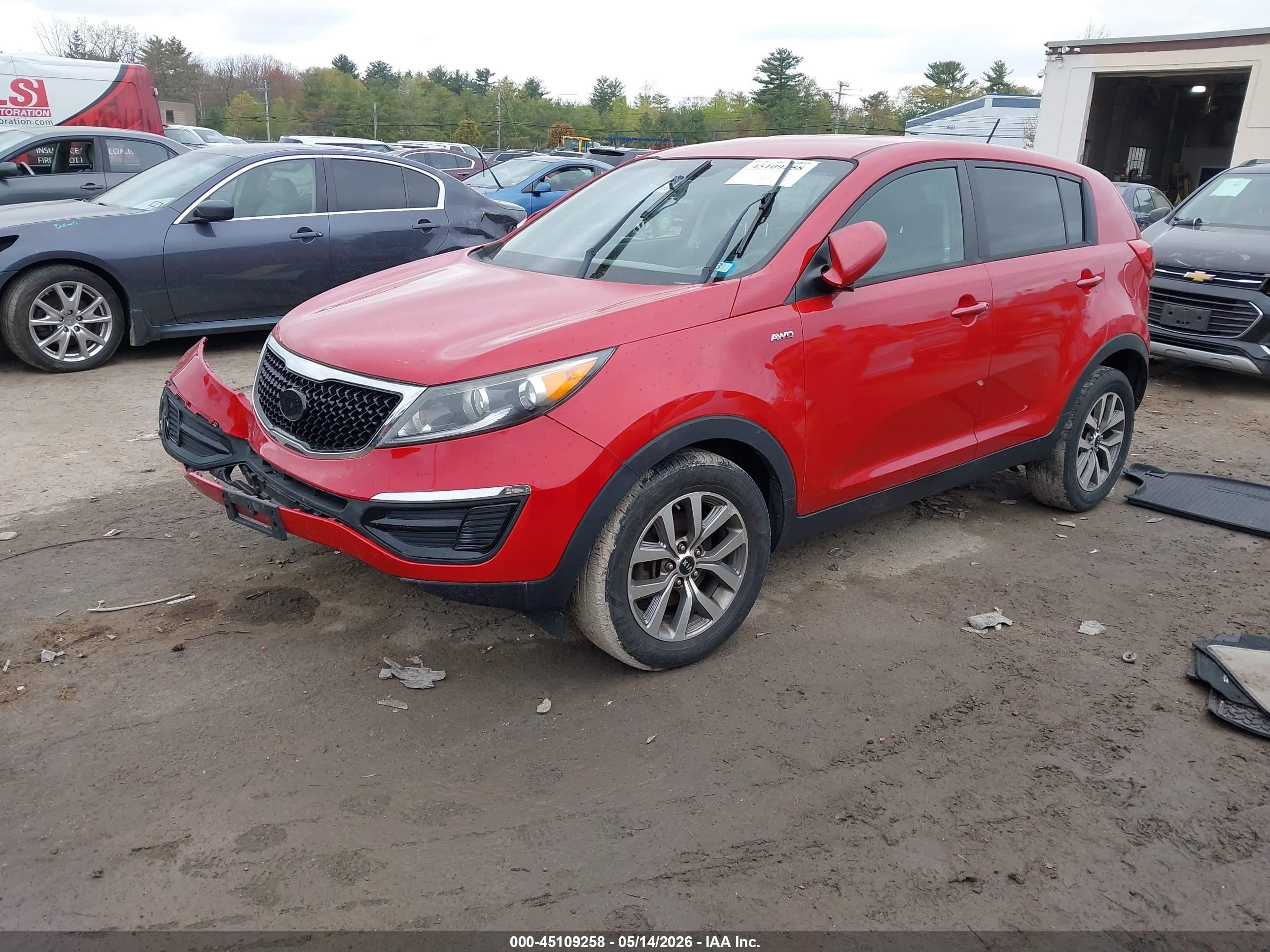 2014 Kia Sportage Lx Red vin: KNDPBCAC8E7550984