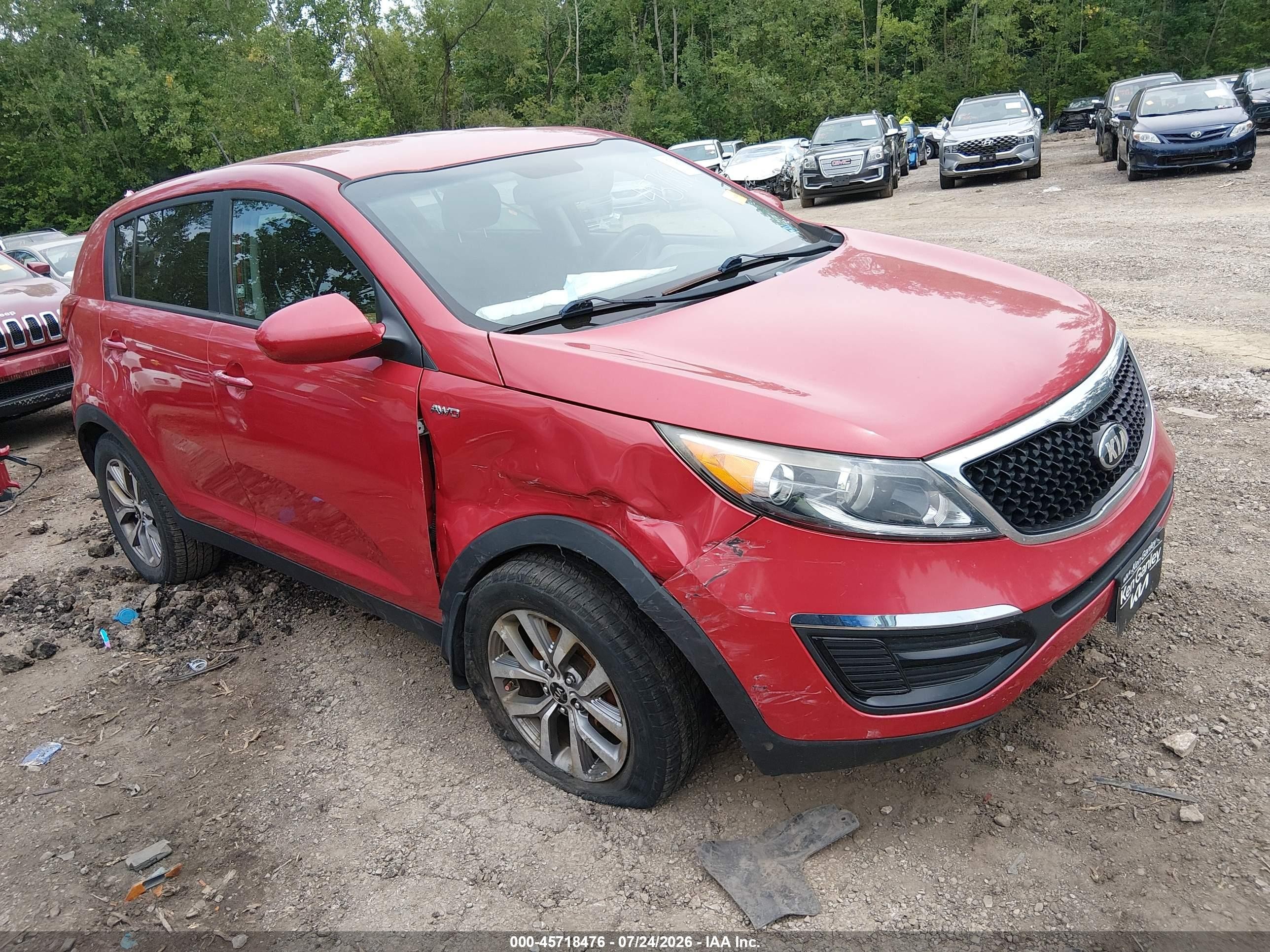 2015 Kia Sportage Lx Red vin: KNDPBCAC8F7710363