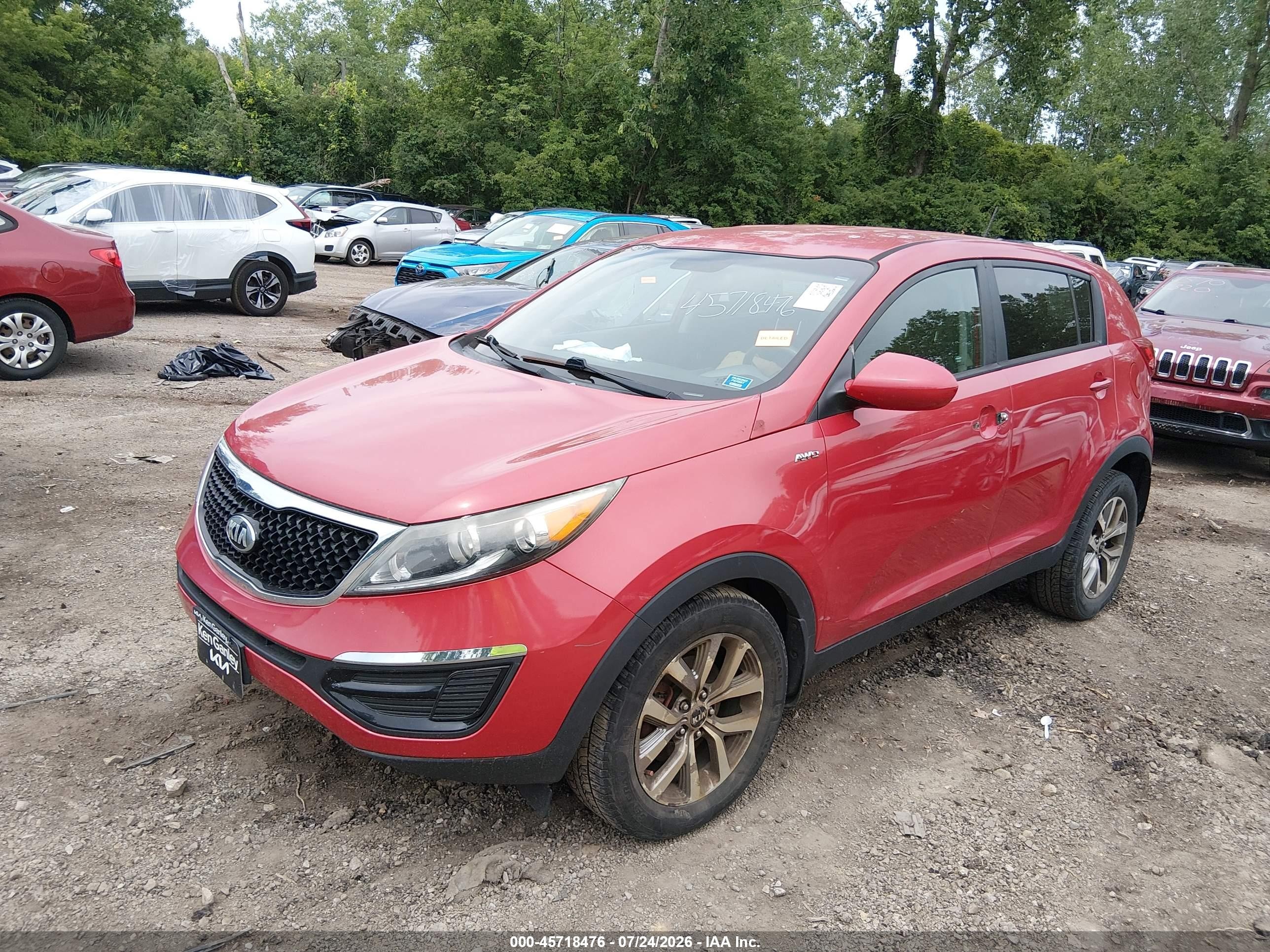 2015 Kia Sportage Lx Red vin: KNDPBCAC8F7710363
