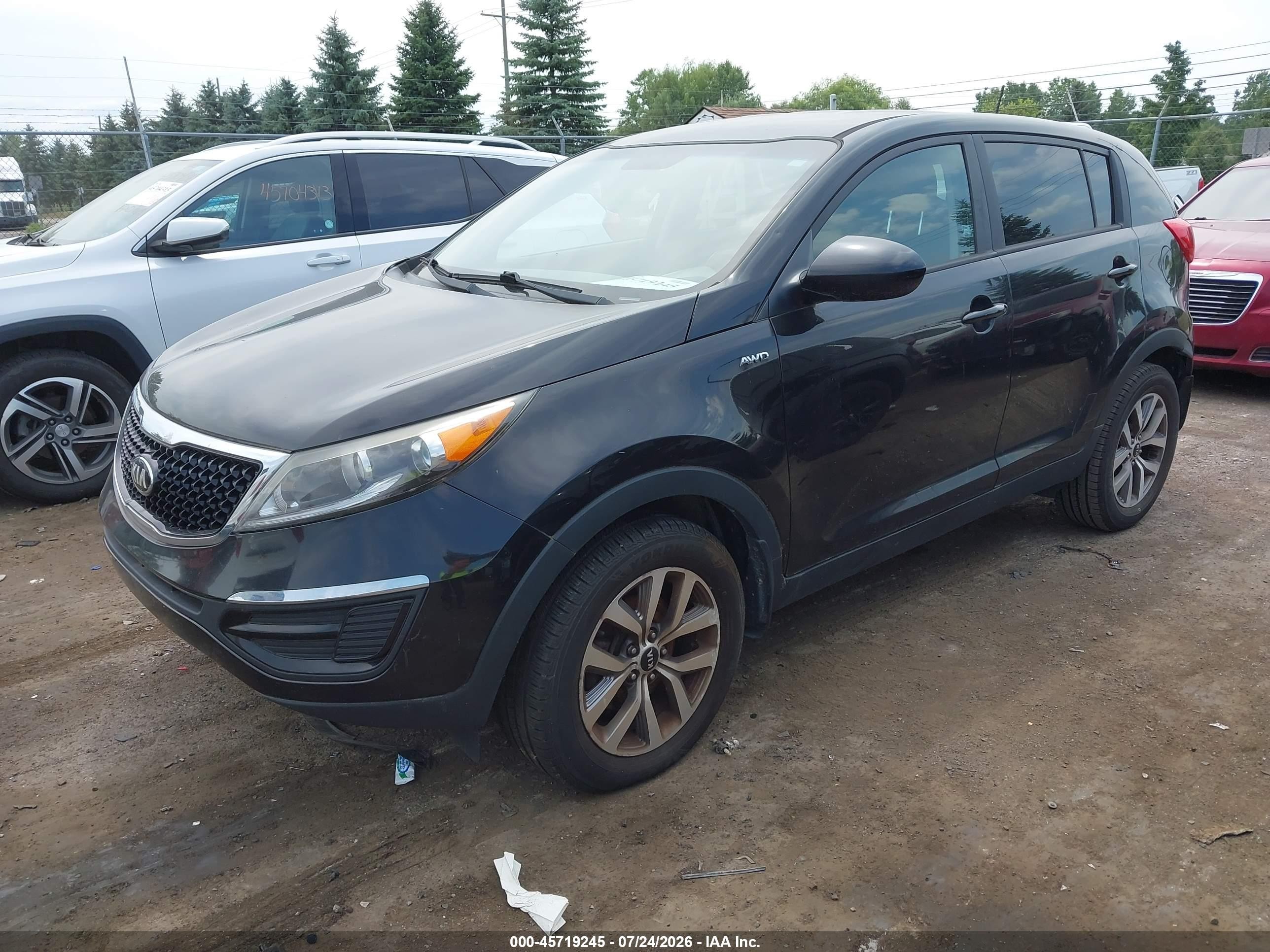 2015 Kia Sportage Lx Black vin: KNDPBCAC8F7762589