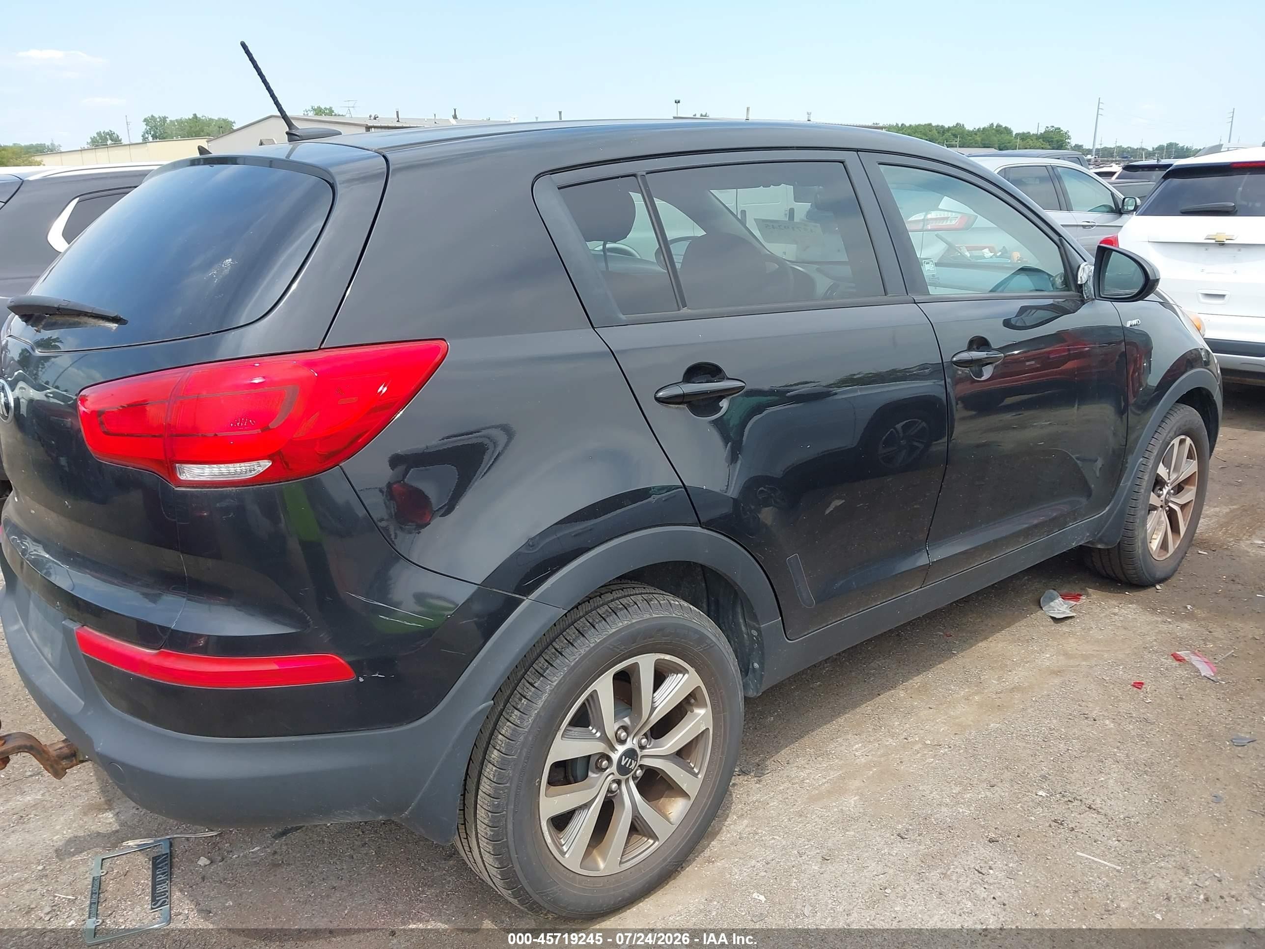 2015 Kia Sportage Lx Black vin: KNDPBCAC8F7762589