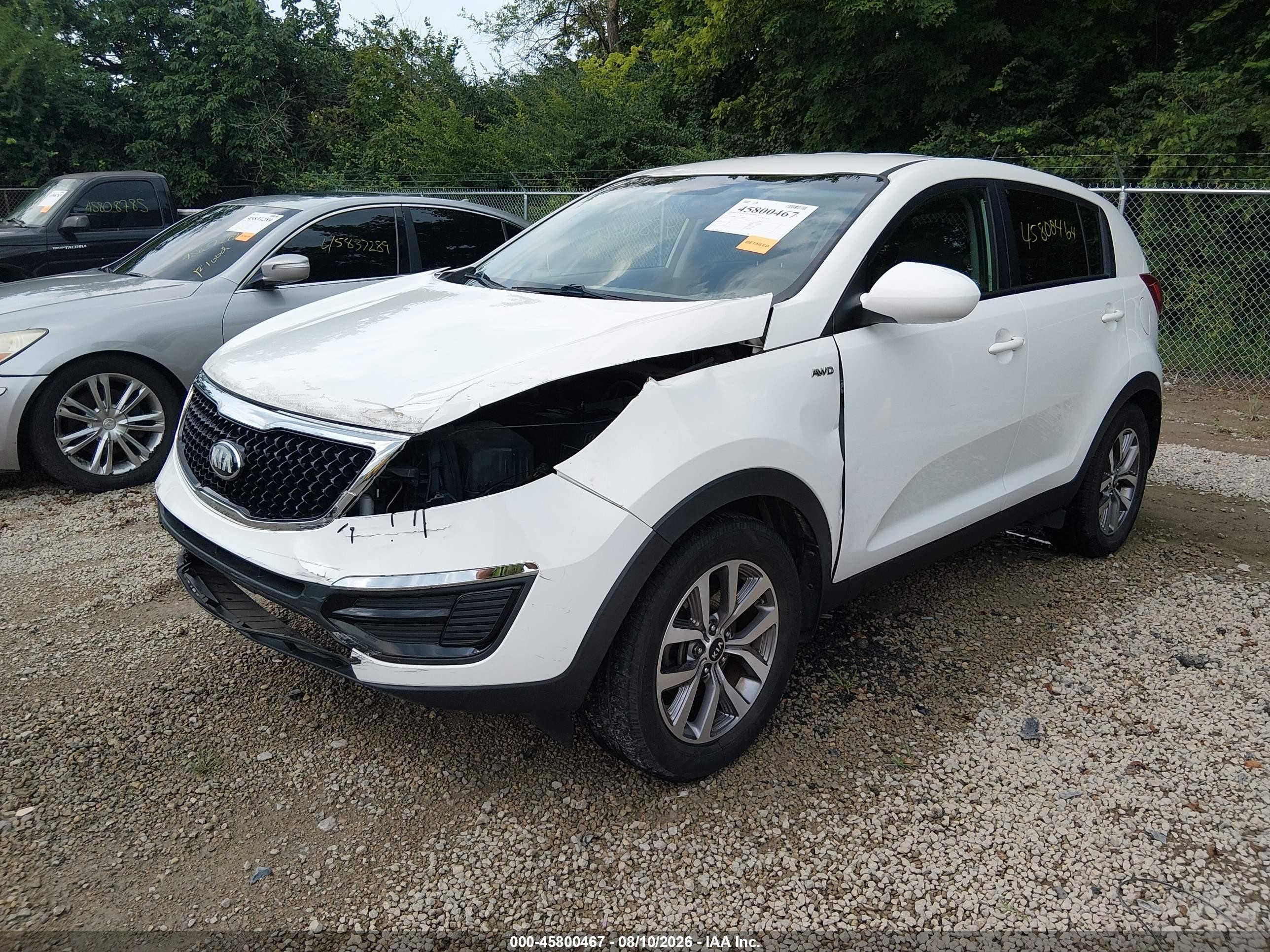 2015 Kia Sportage Lx White vin: KNDPBCAC8F7780087