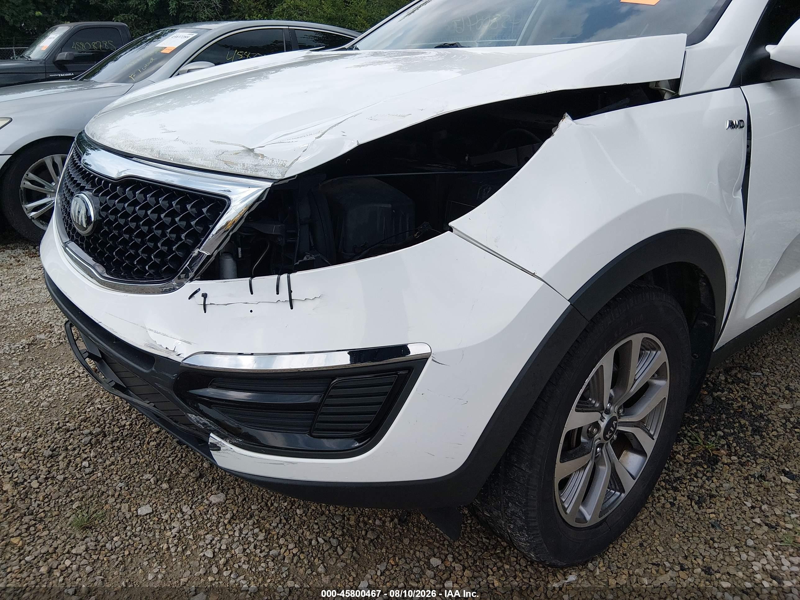 2015 Kia Sportage Lx White vin: KNDPBCAC8F7780087