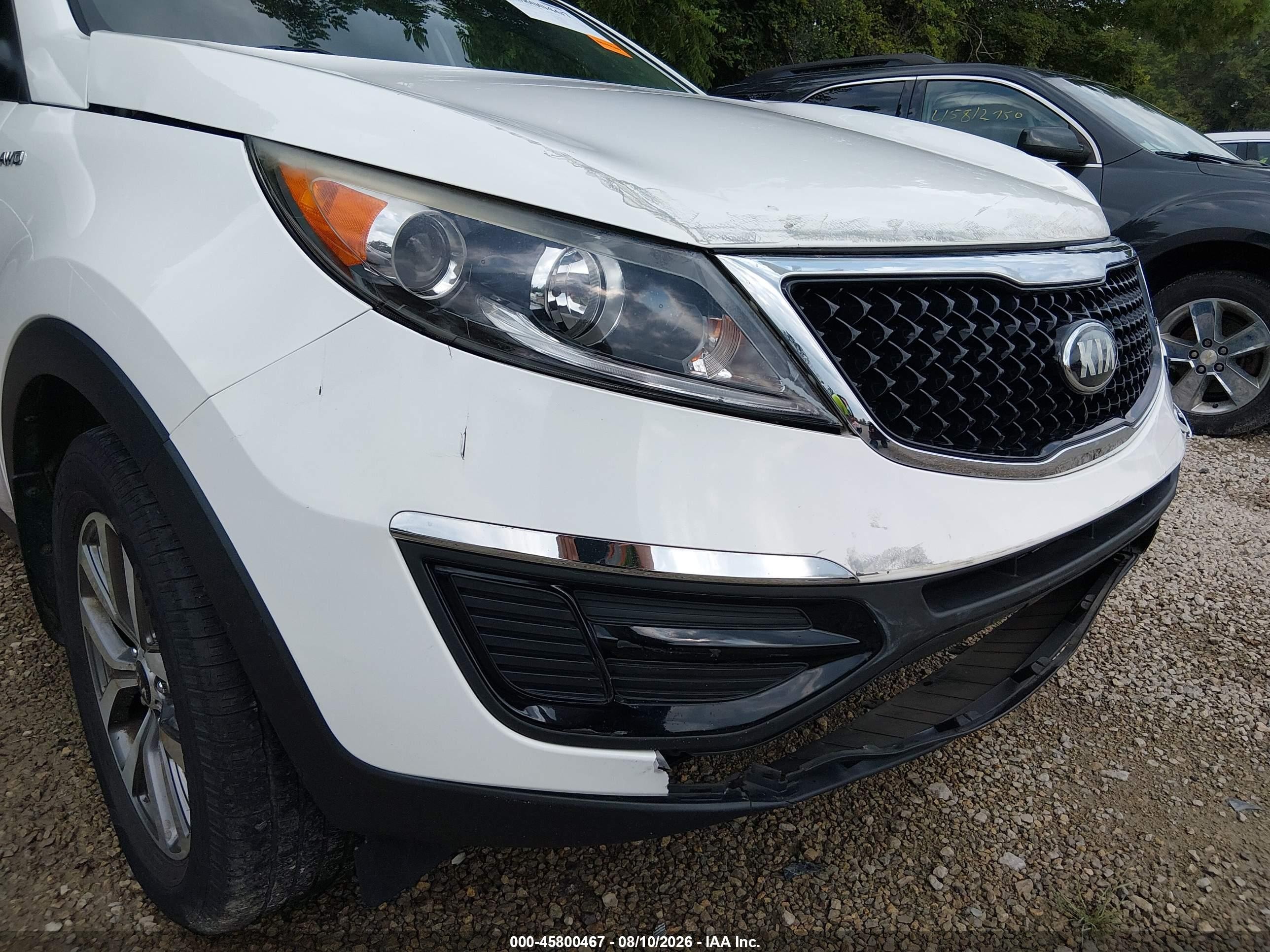 2015 Kia Sportage Lx White vin: KNDPBCAC8F7780087