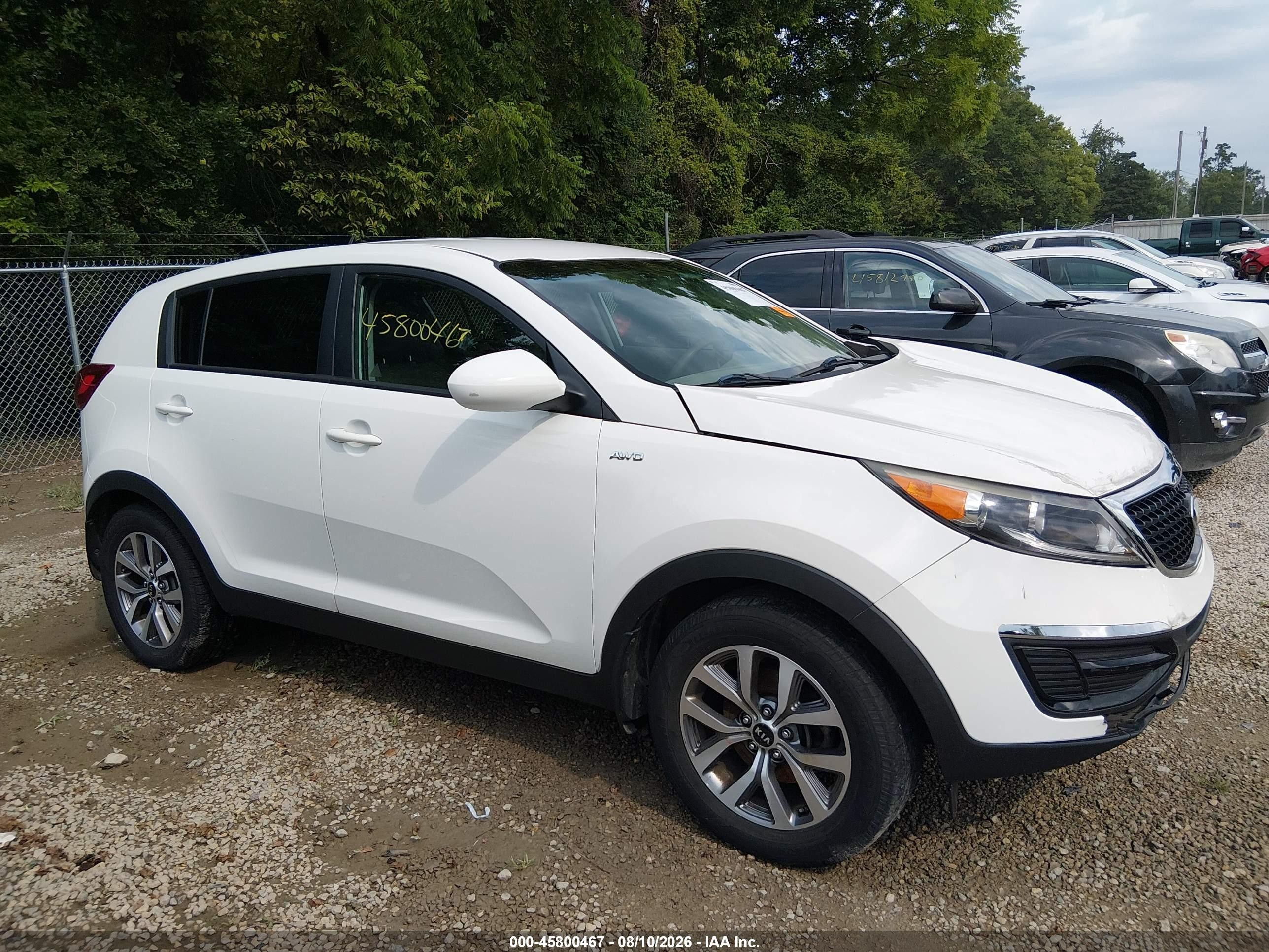 2015 Kia Sportage Lx White vin: KNDPBCAC8F7780087