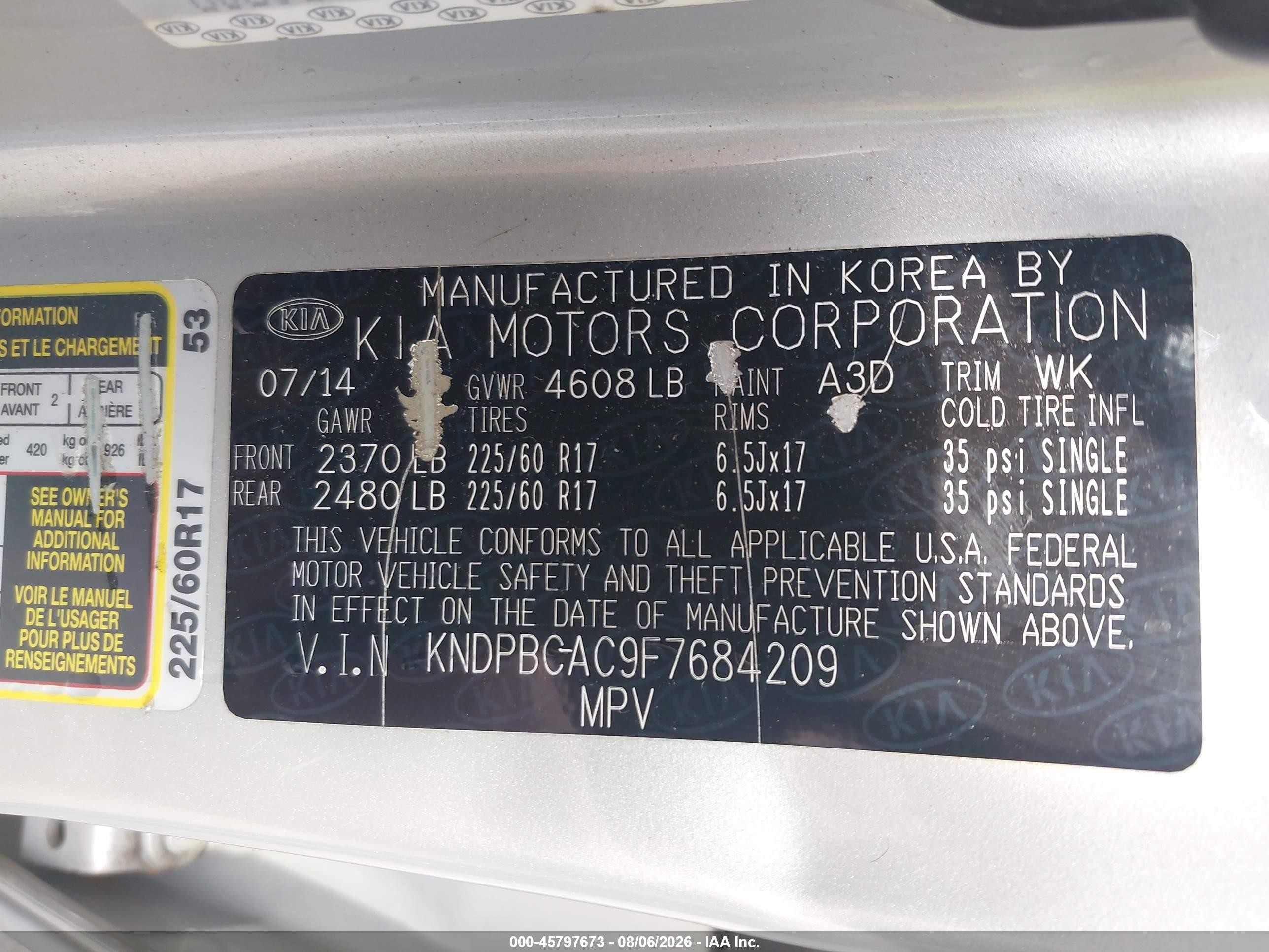 2015 Kia Sportage Lx Черный vin: KNDPBCAC9F7684209