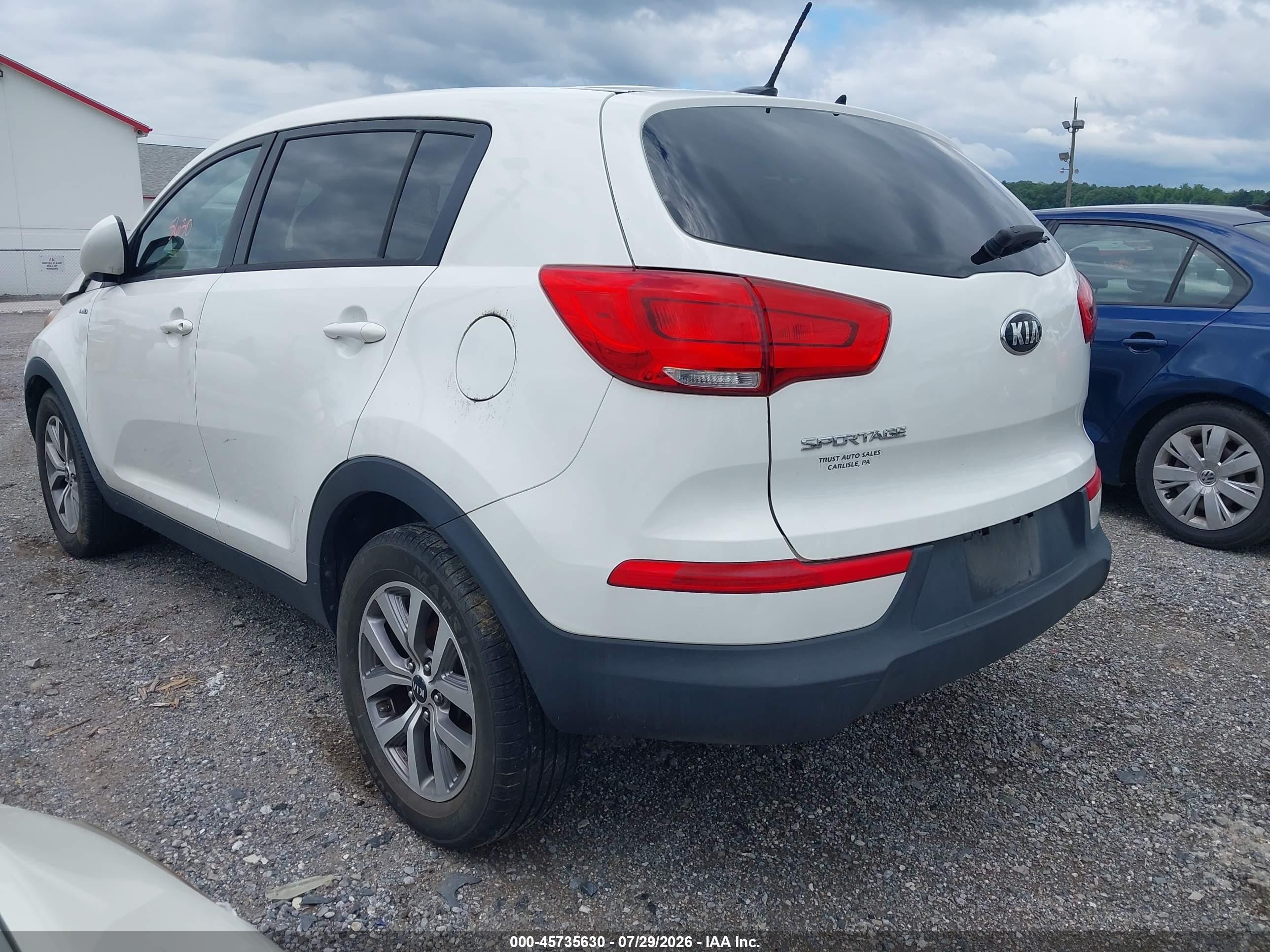 2015 Kia Sportage Lx White vin: KNDPBCAC9F7766294