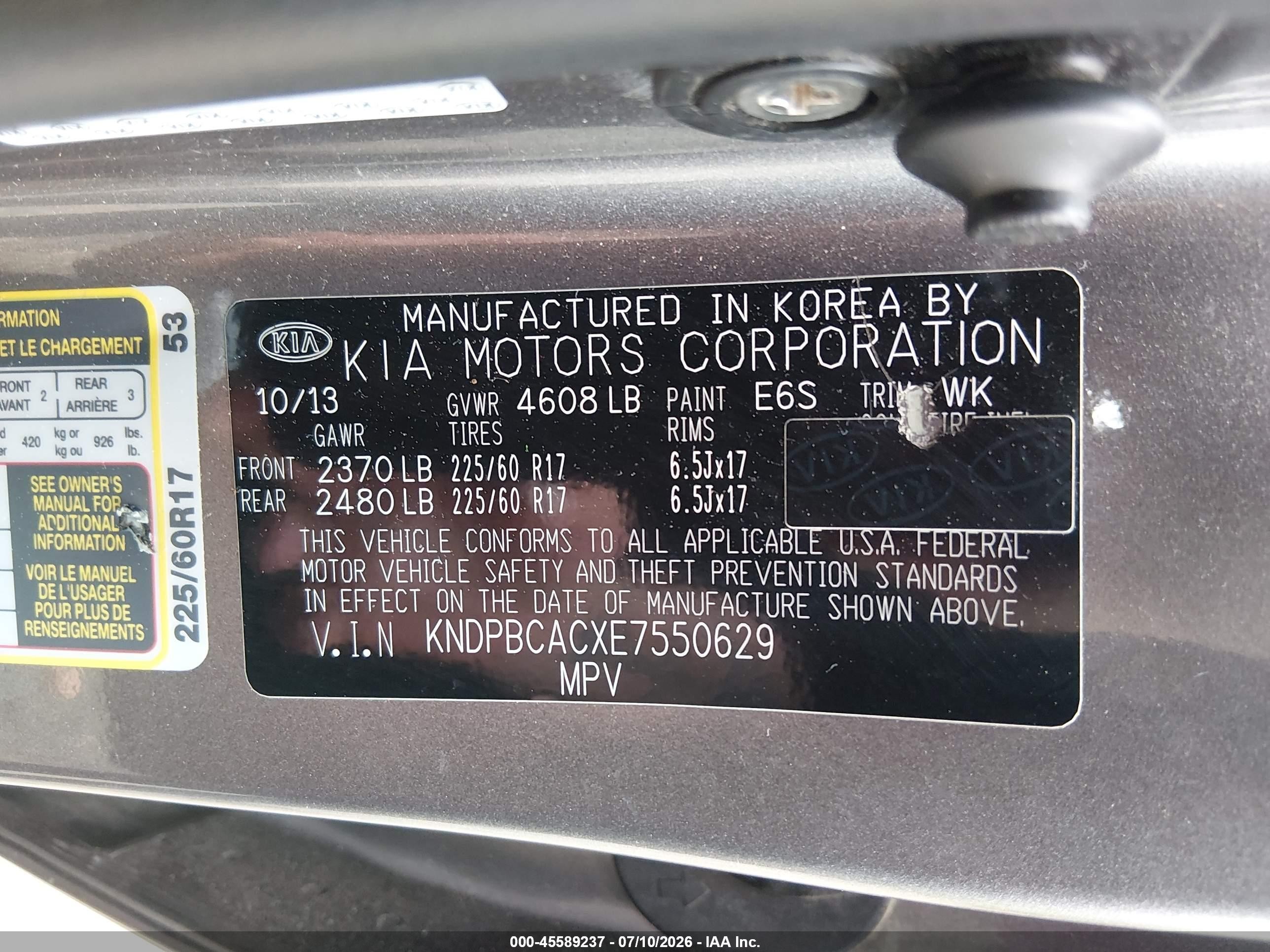 2014 Kia Sportage Lx Gray vin: KNDPBCACXE7550629