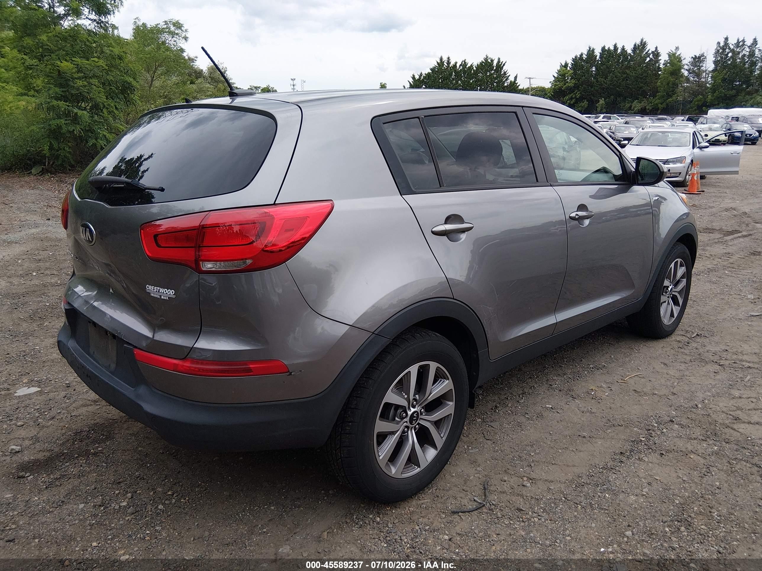 2014 Kia Sportage Lx Gray vin: KNDPBCACXE7550629
